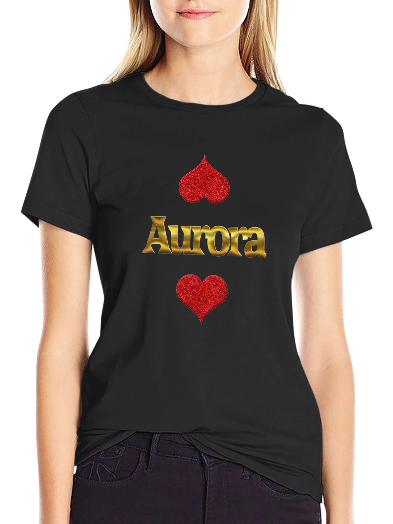 Aurora Heart Graphic T-Shirt - Black