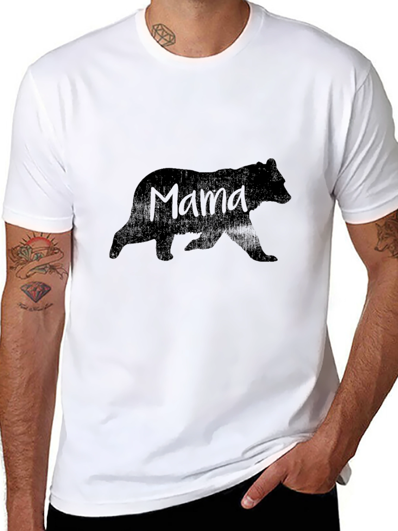 Mama Bear Graphic Tee - Black Crew Neck