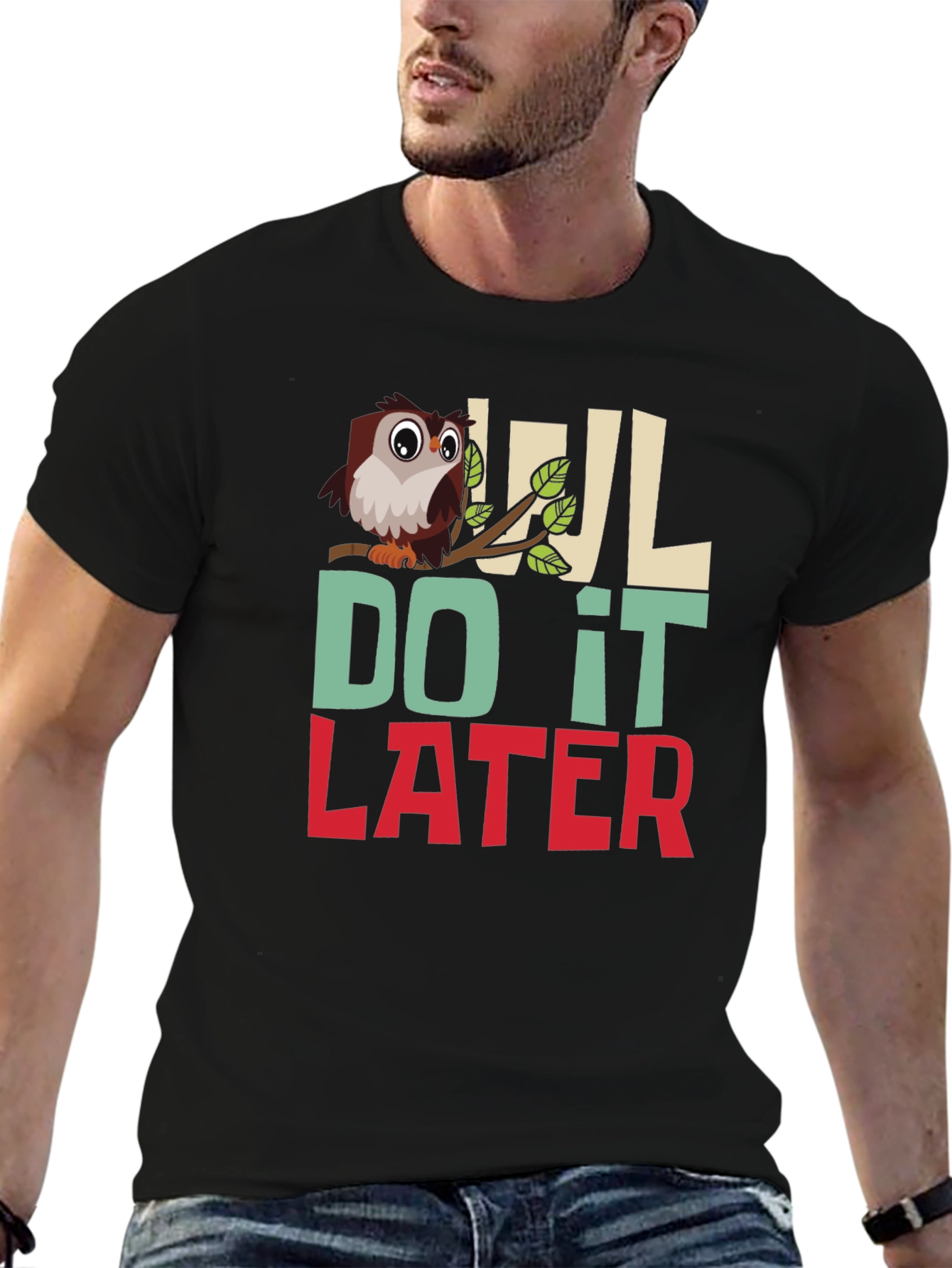 Owl Do It Later Mens Graphic T-Shirt