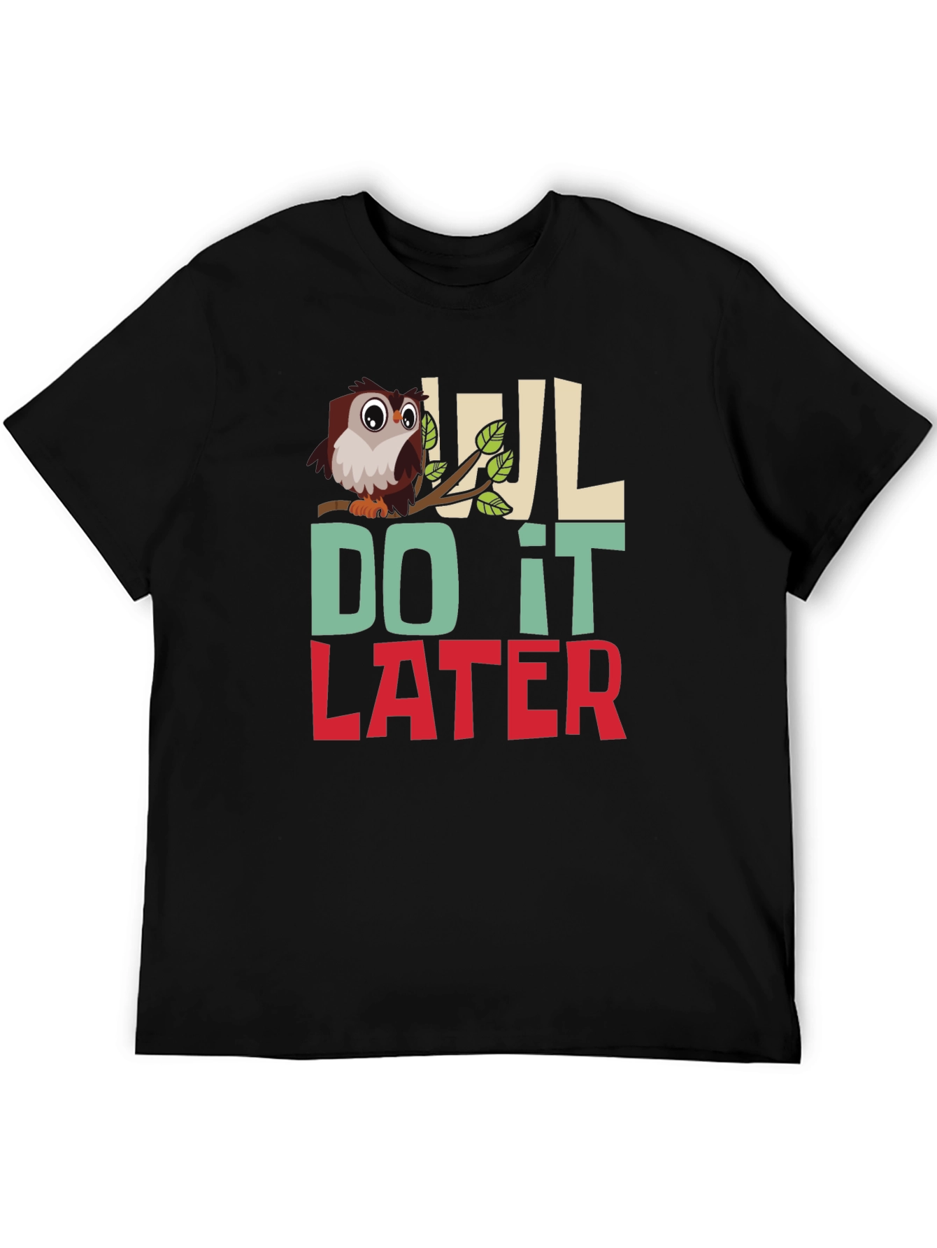 Owl Do It Later Mens Graphic T-Shirt
