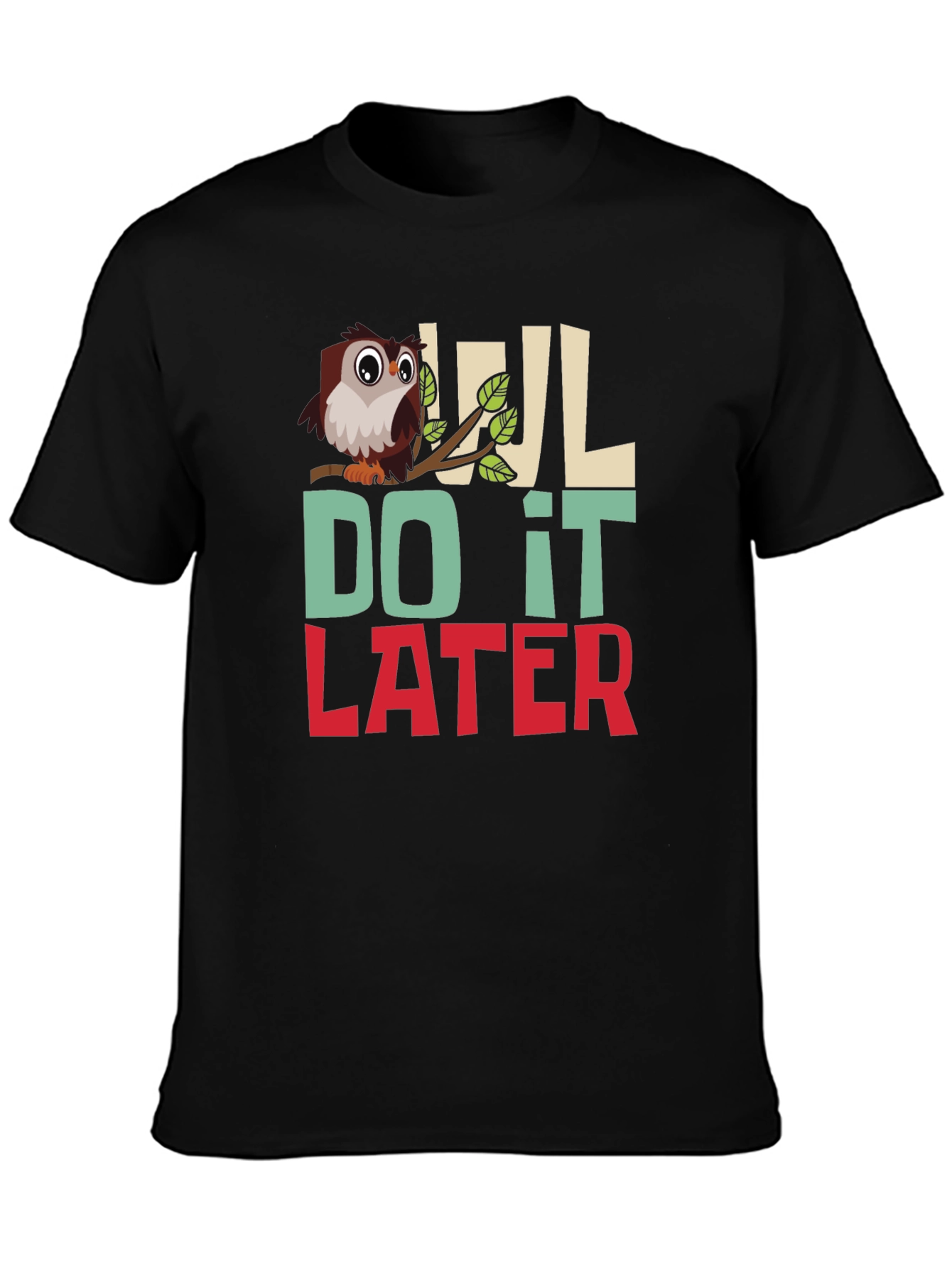 Owl Do It Later Mens Graphic T-Shirt