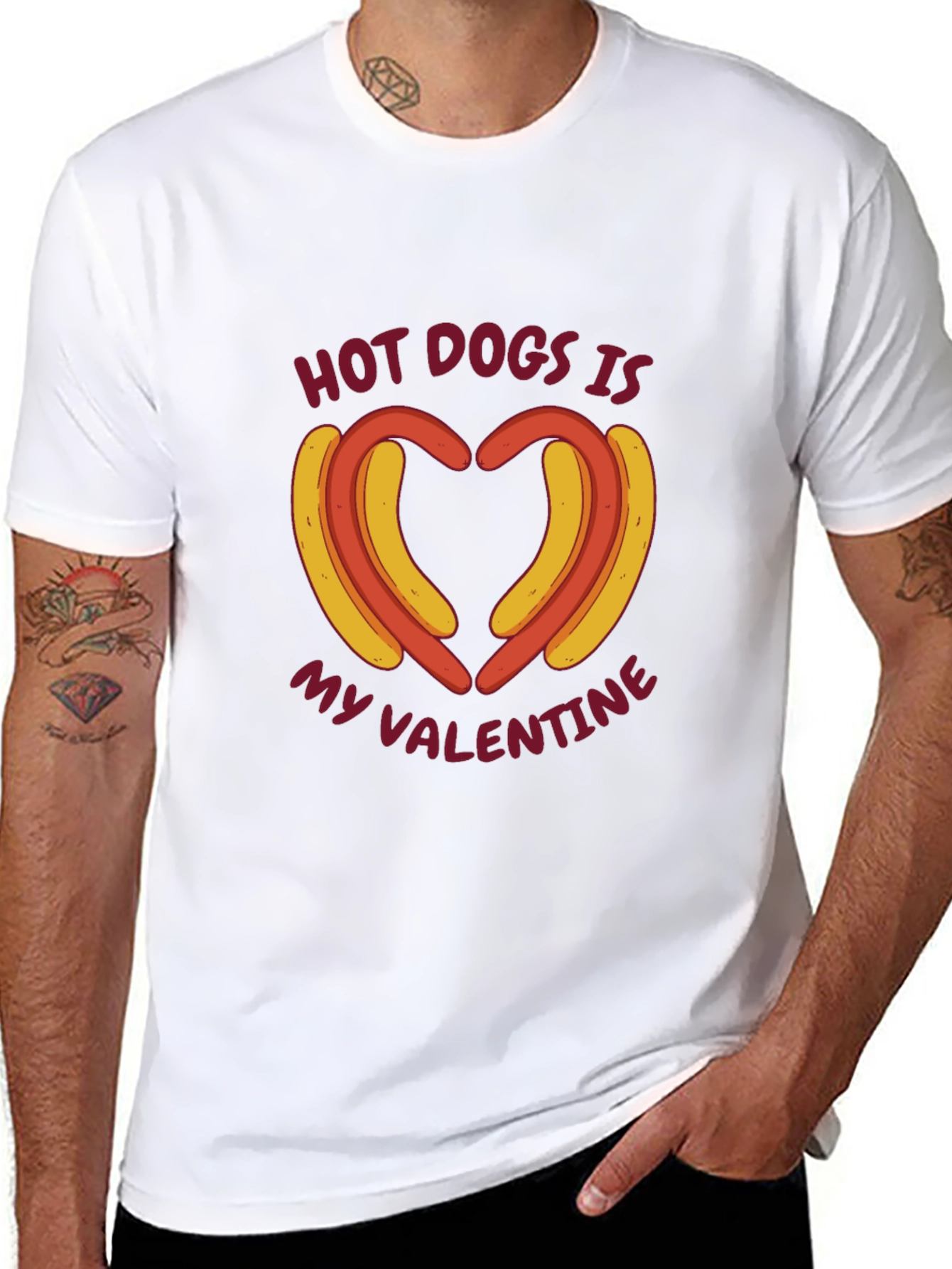 Hot Dogs Is My Valentine Graphic T-Shirt