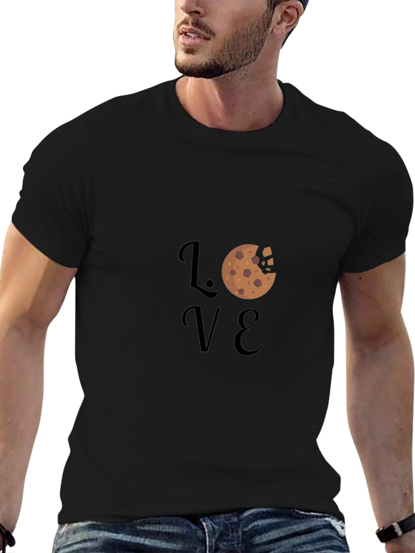 Love Cookie Graphic Black T-Shirt
