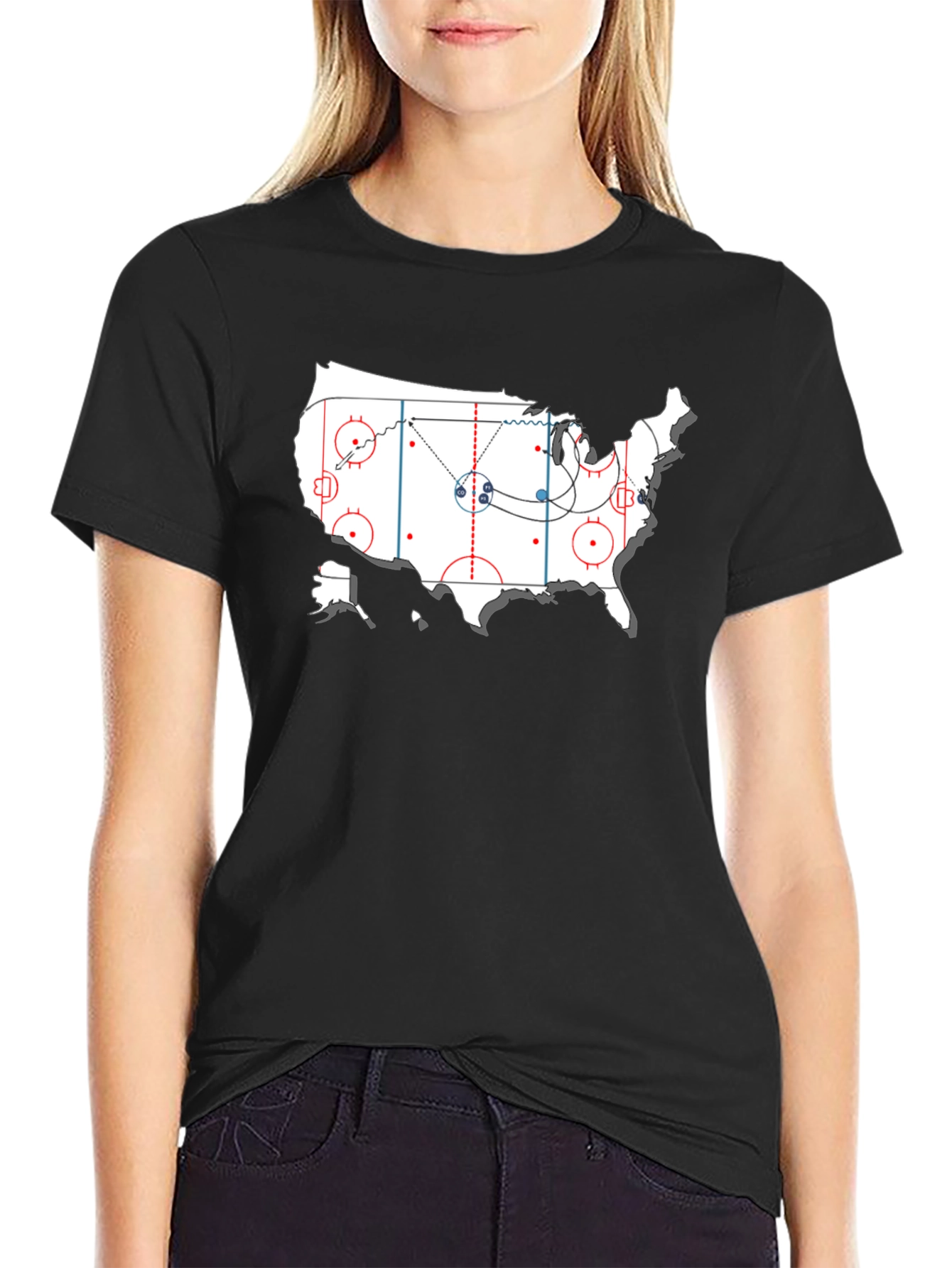 Hockey USA Map Graphic T-Shirt
