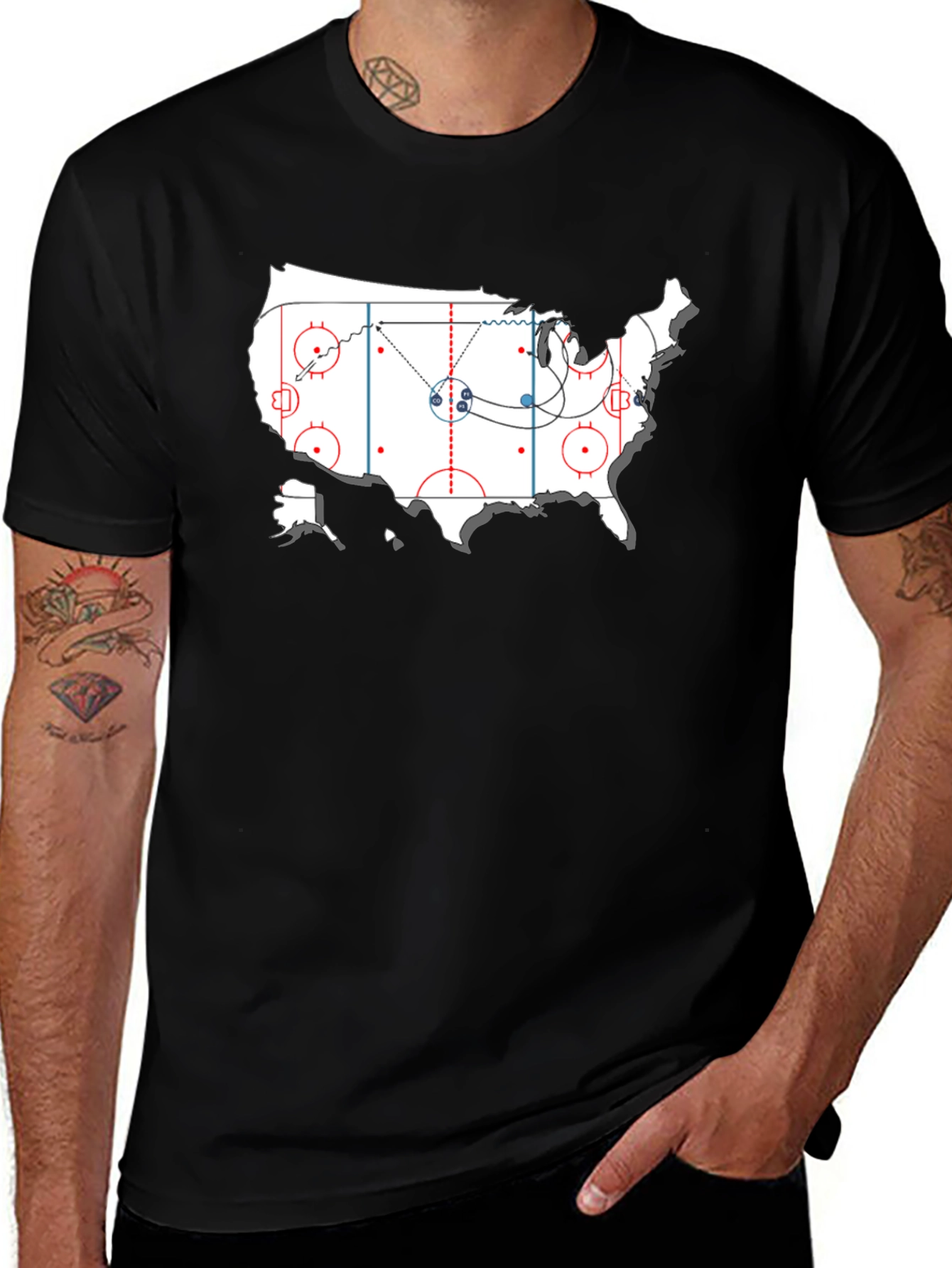 Hockey USA Map Graphic T-Shirt