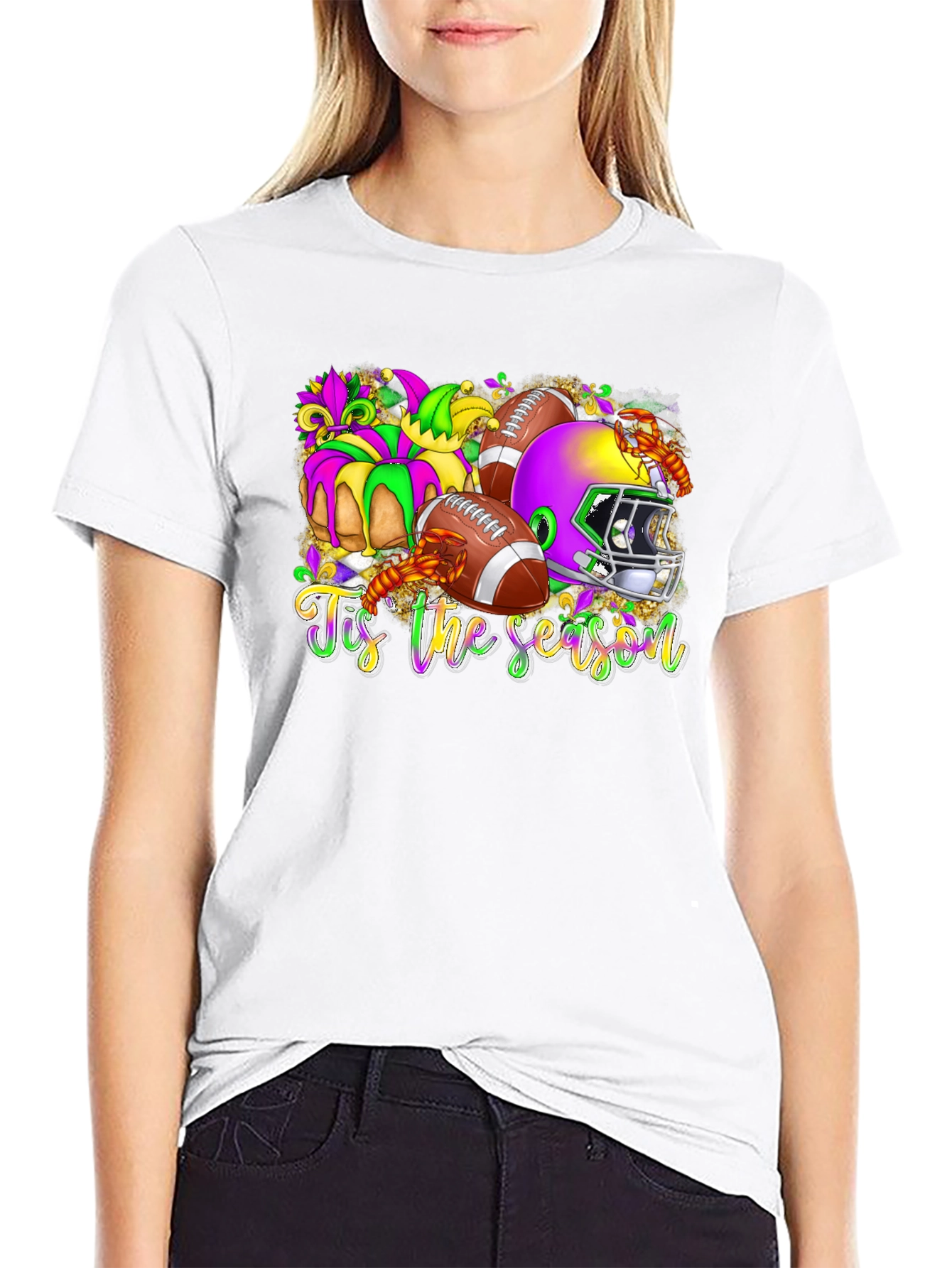 Tis The Season Football Mardi Gras T-Shirt