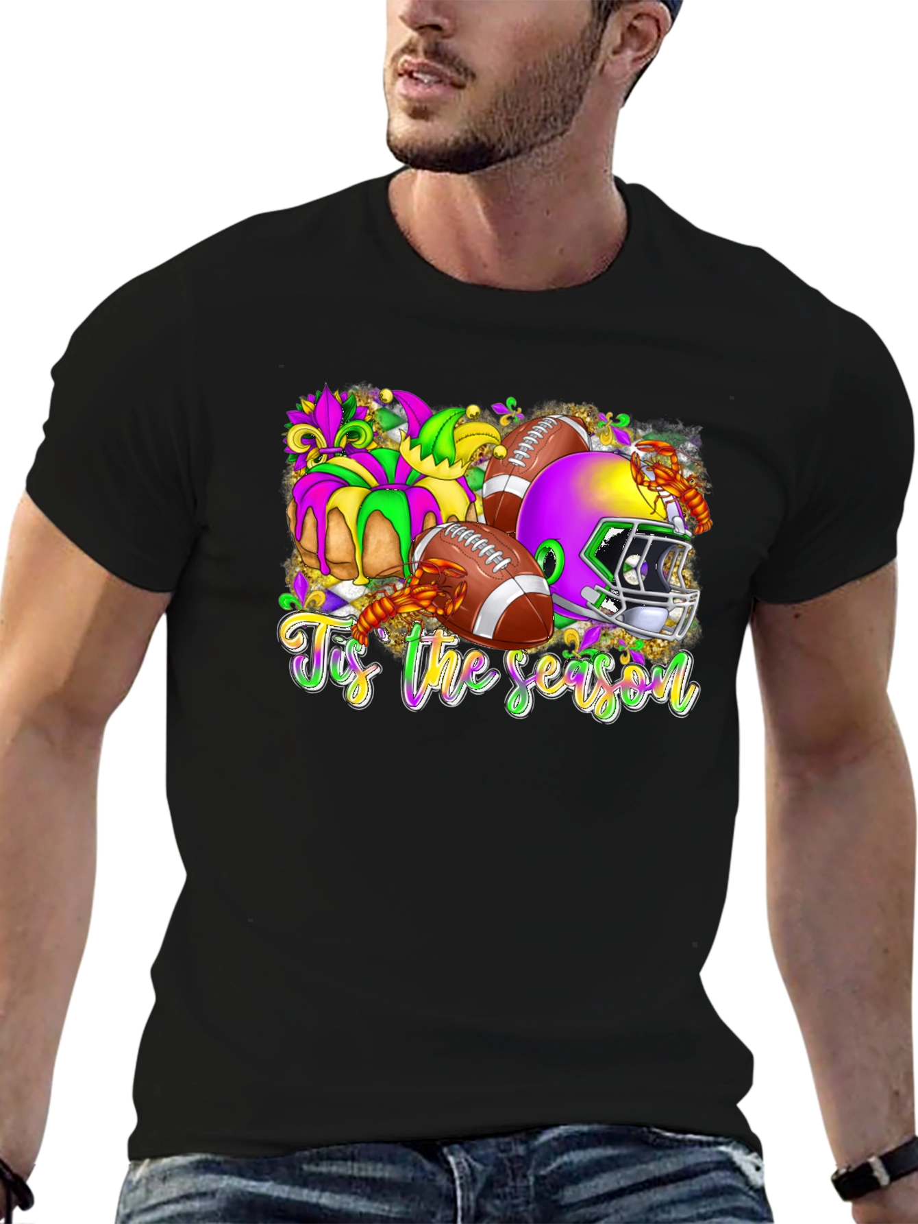 Tis The Season Football Mardi Gras T-Shirt