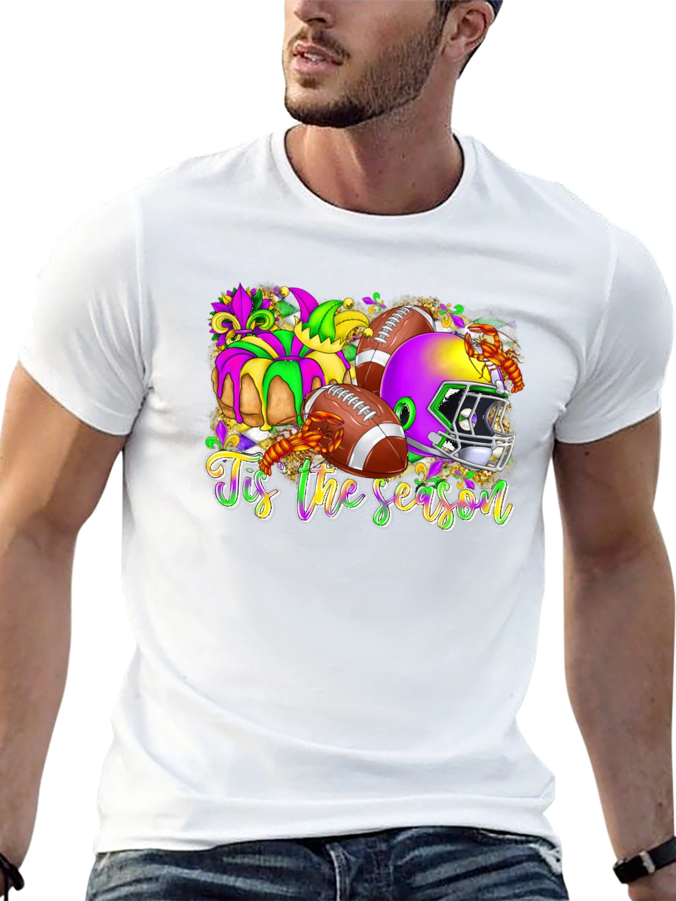 Tis The Season Football Mardi Gras T-Shirt