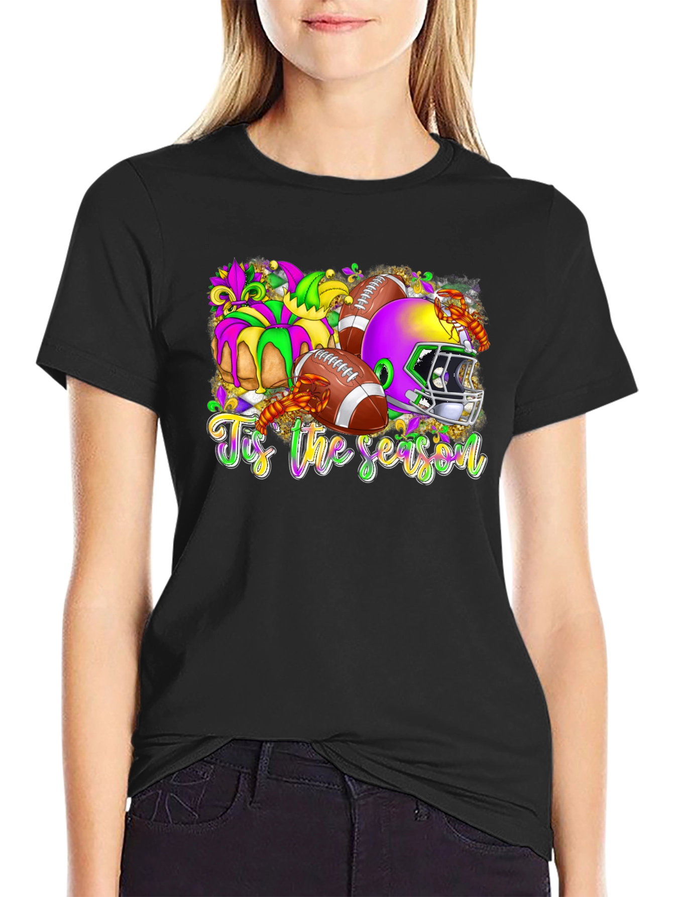 Tis The Season Football Mardi Gras T-Shirt