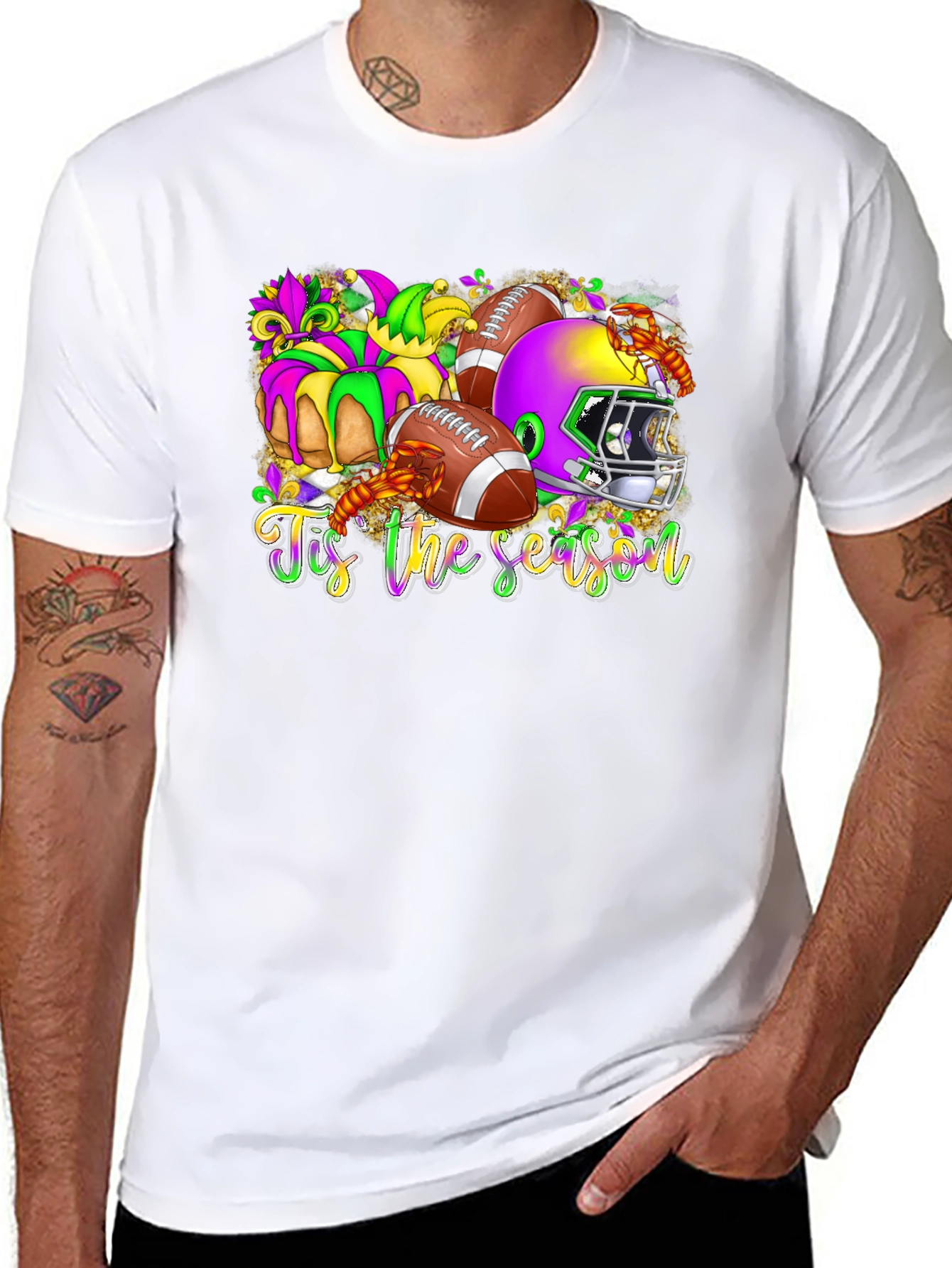 Tis The Season Football Mardi Gras T-Shirt