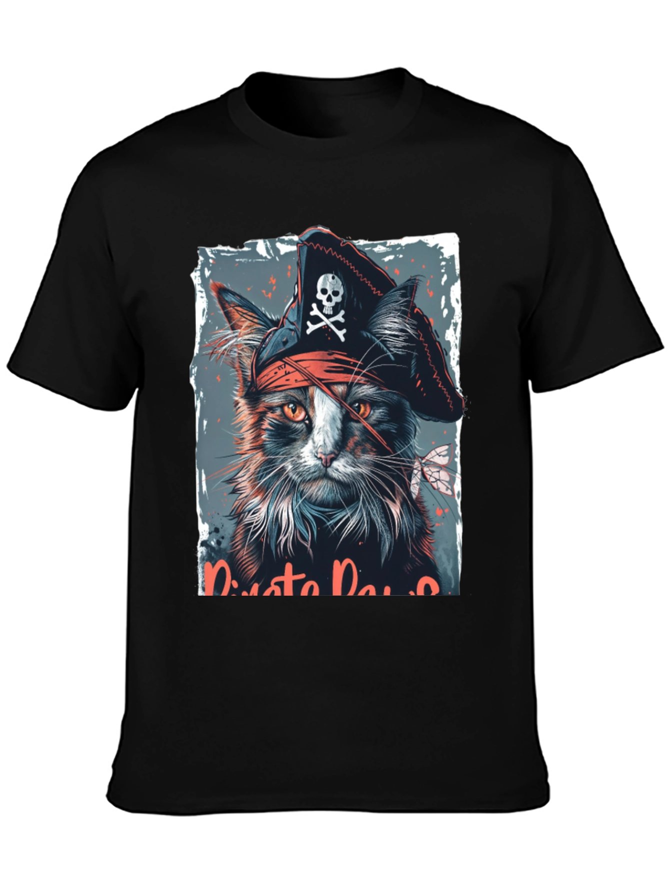 Pirate Cat Graphic T-Shirt - Black