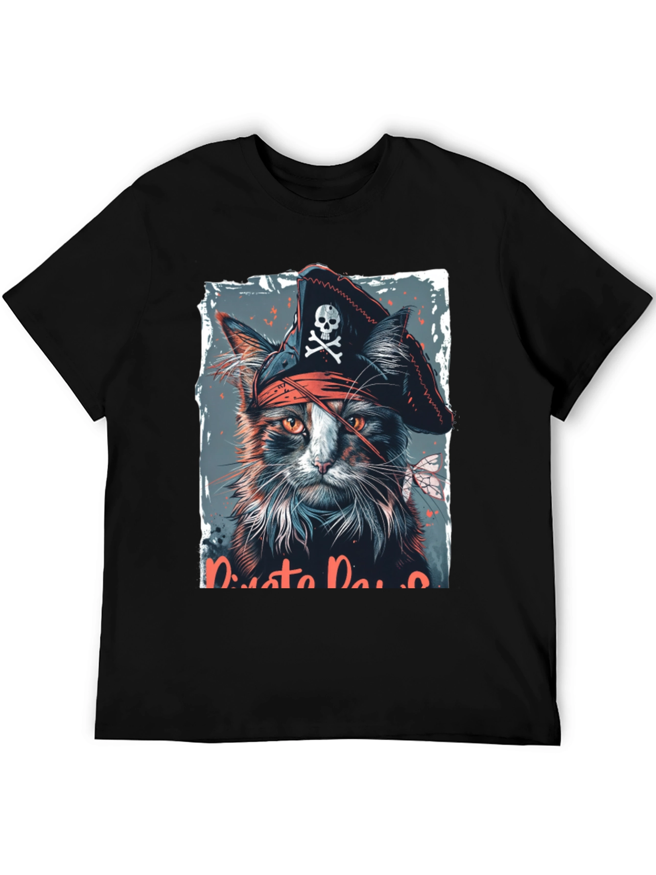 Pirate Cat Graphic T-Shirt - Black