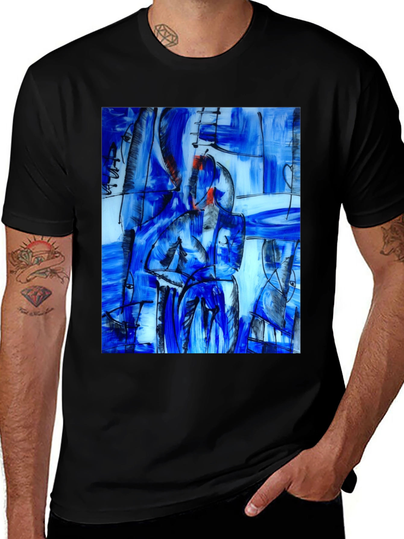 Abstract Art Print Black T-Shirt