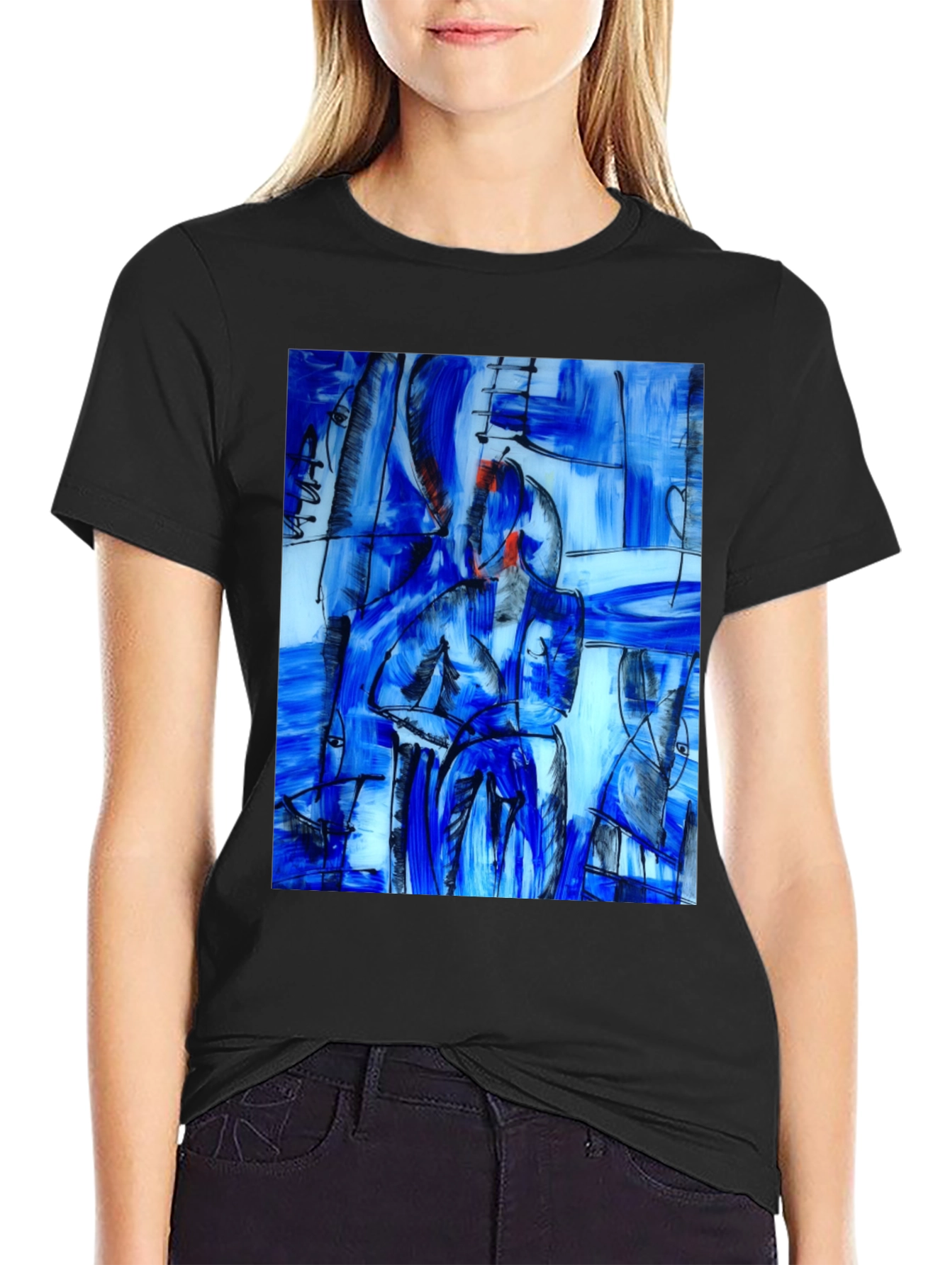 Abstract Art Print Black T-Shirt