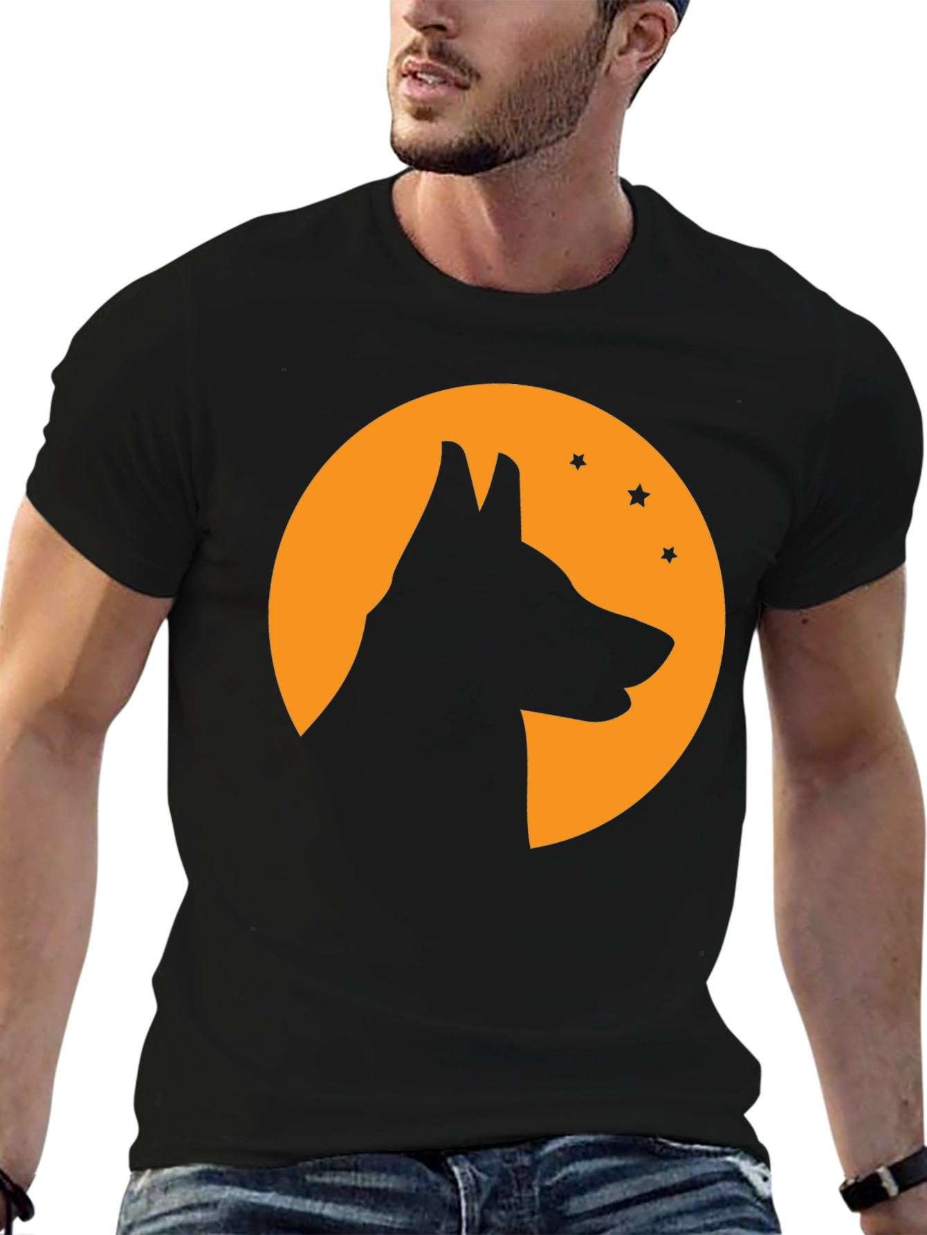Dog Silhouette Moon T-Shirt - Halloween Tee