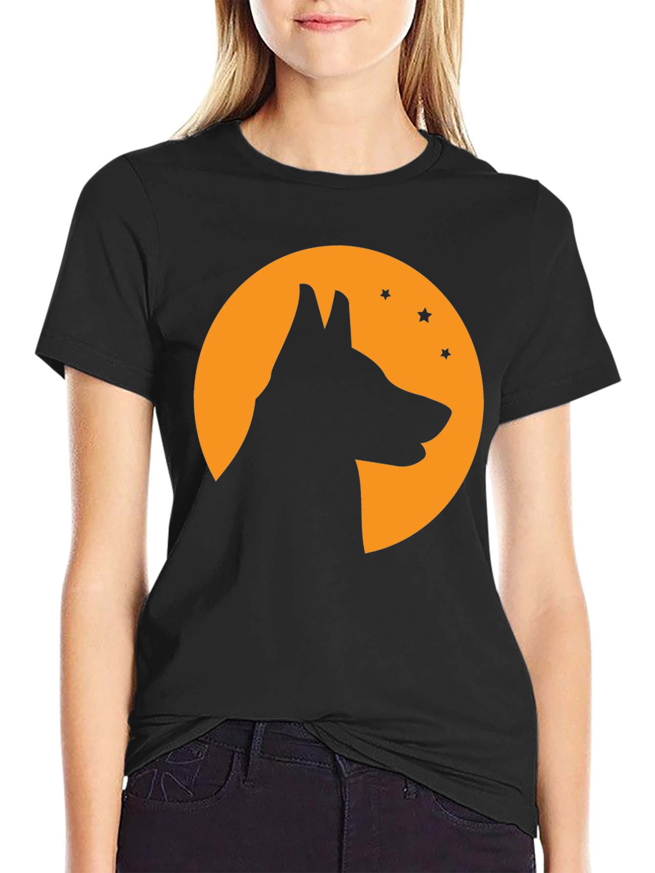 Dog Silhouette Moon T-Shirt - Halloween Tee