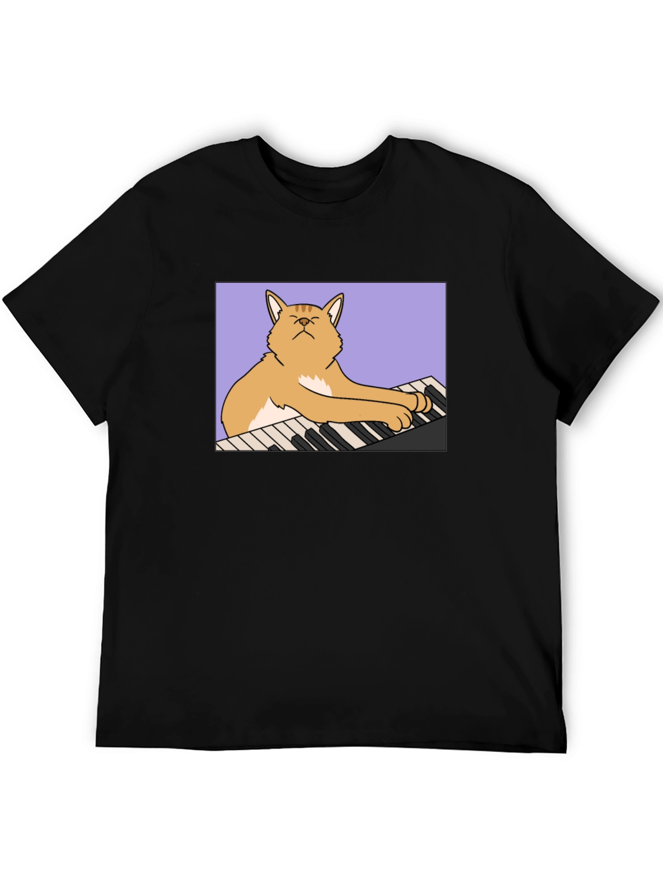 Cat Playing Piano Graphic T-Shirt