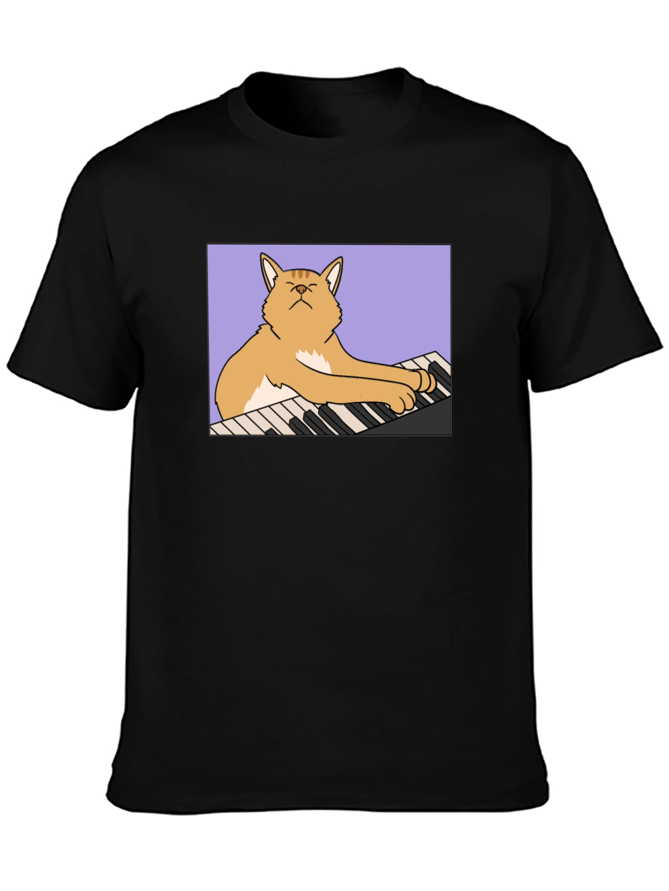 Cat Playing Piano Graphic T-Shirt