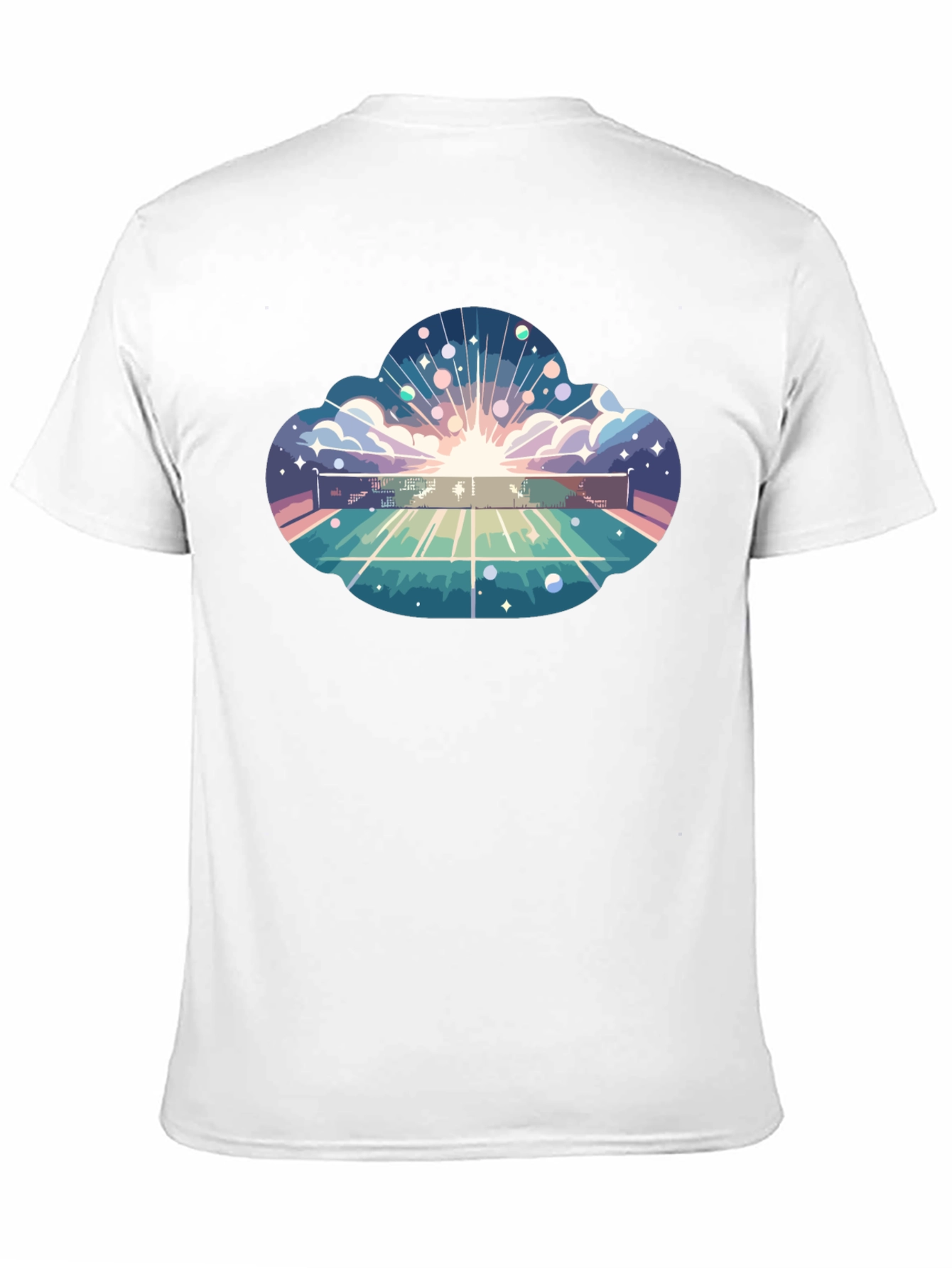 Cosmic Tennis Court Black T-Shirt