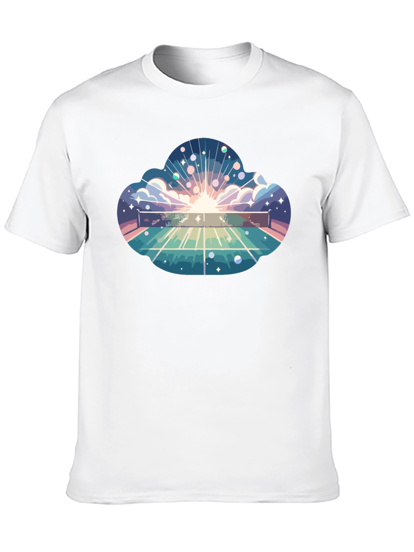 Cosmic Tennis Court Black T-Shirt