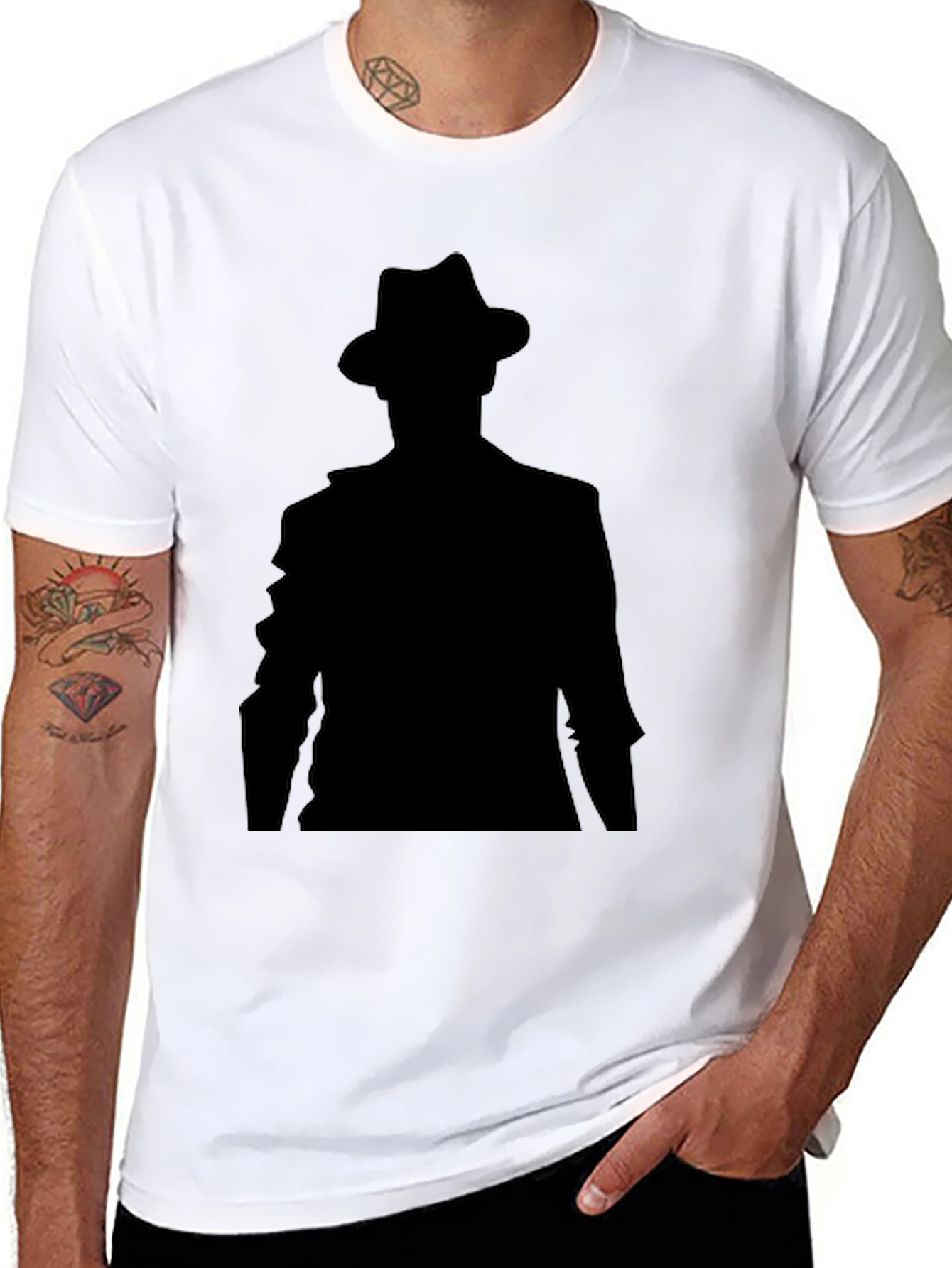 Mens Black Silhouette Graphic T-Shirt
