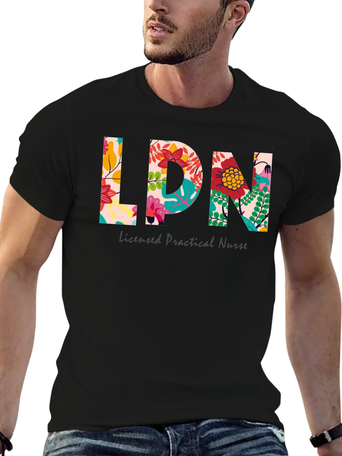 Floral LPN T-Shirt - Licensed Practical Nurse Tee