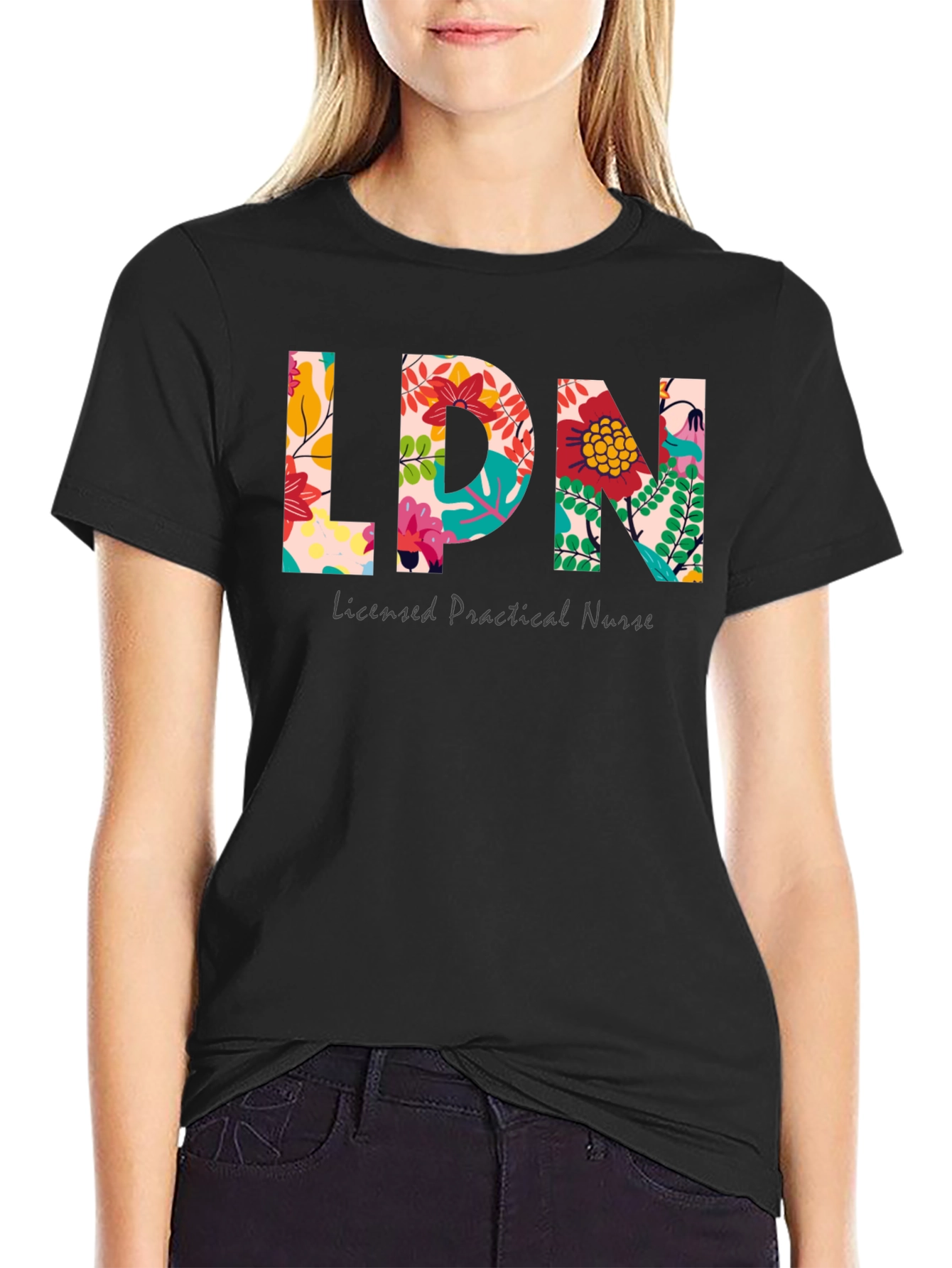 Floral LPN T-Shirt - Licensed Practical Nurse Tee