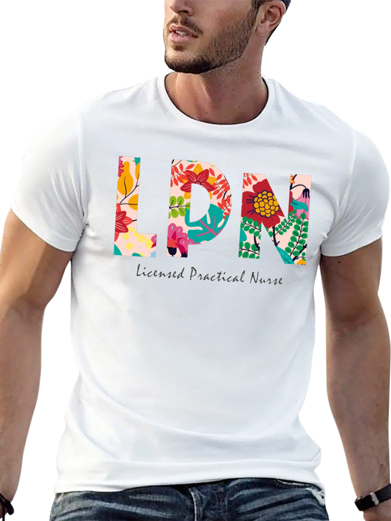Floral LPN T-Shirt - Licensed Practical Nurse Tee
