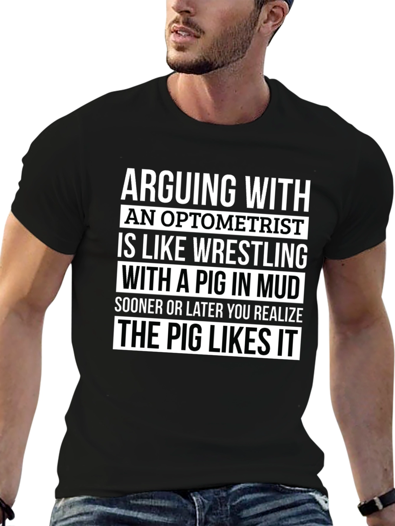 Optometrist Pig Mud T-Shirt Funny Gift