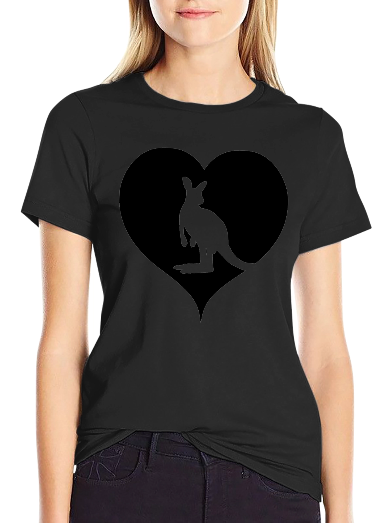 Kangaroo Heart Graphic Tee - Mens Black T-Shirt