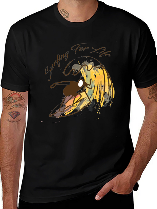 Surfing For Life Graphic Tee - Cool Wave Design
