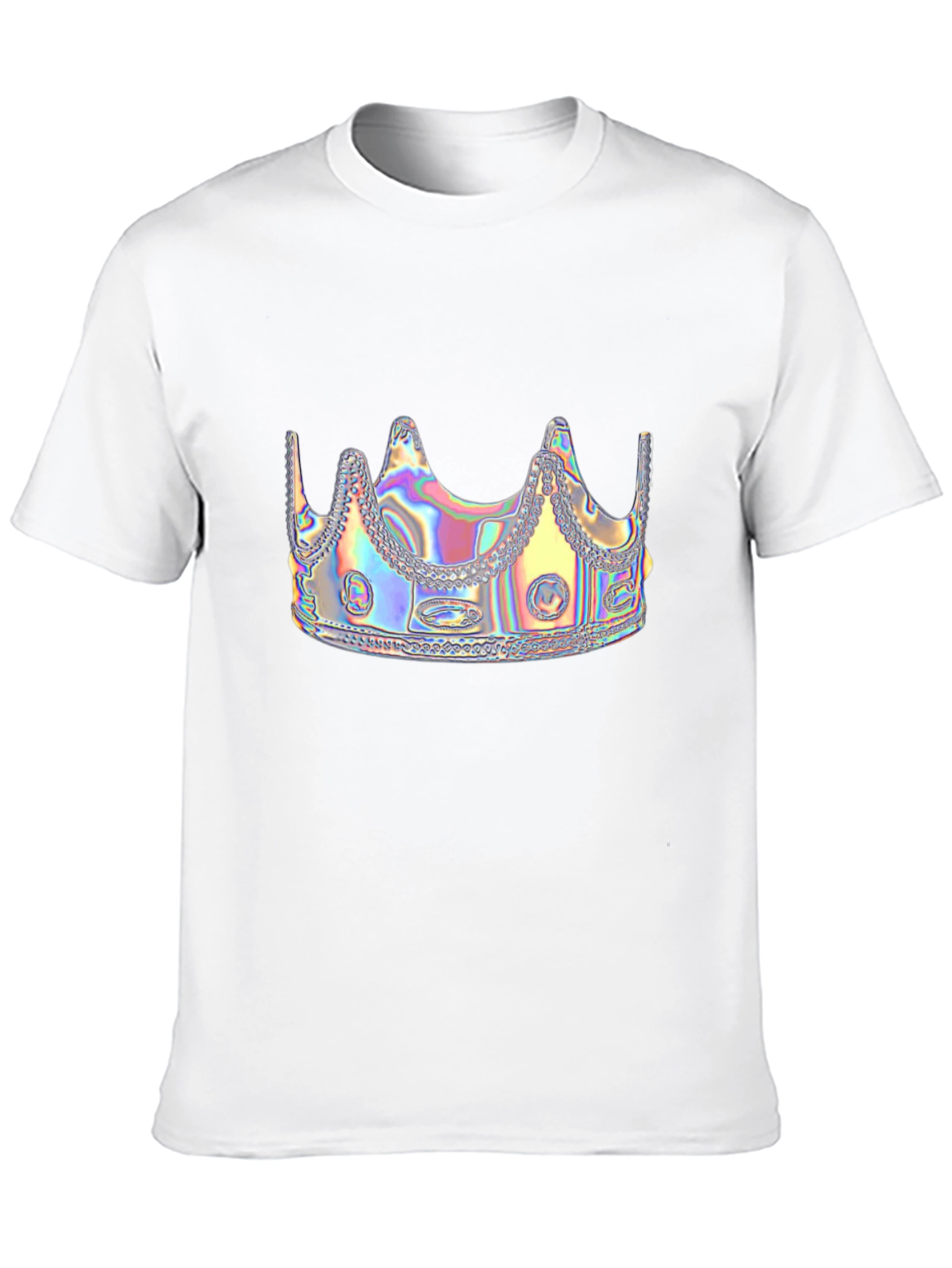 Holographic Crown Graphic Black Tee Shirt