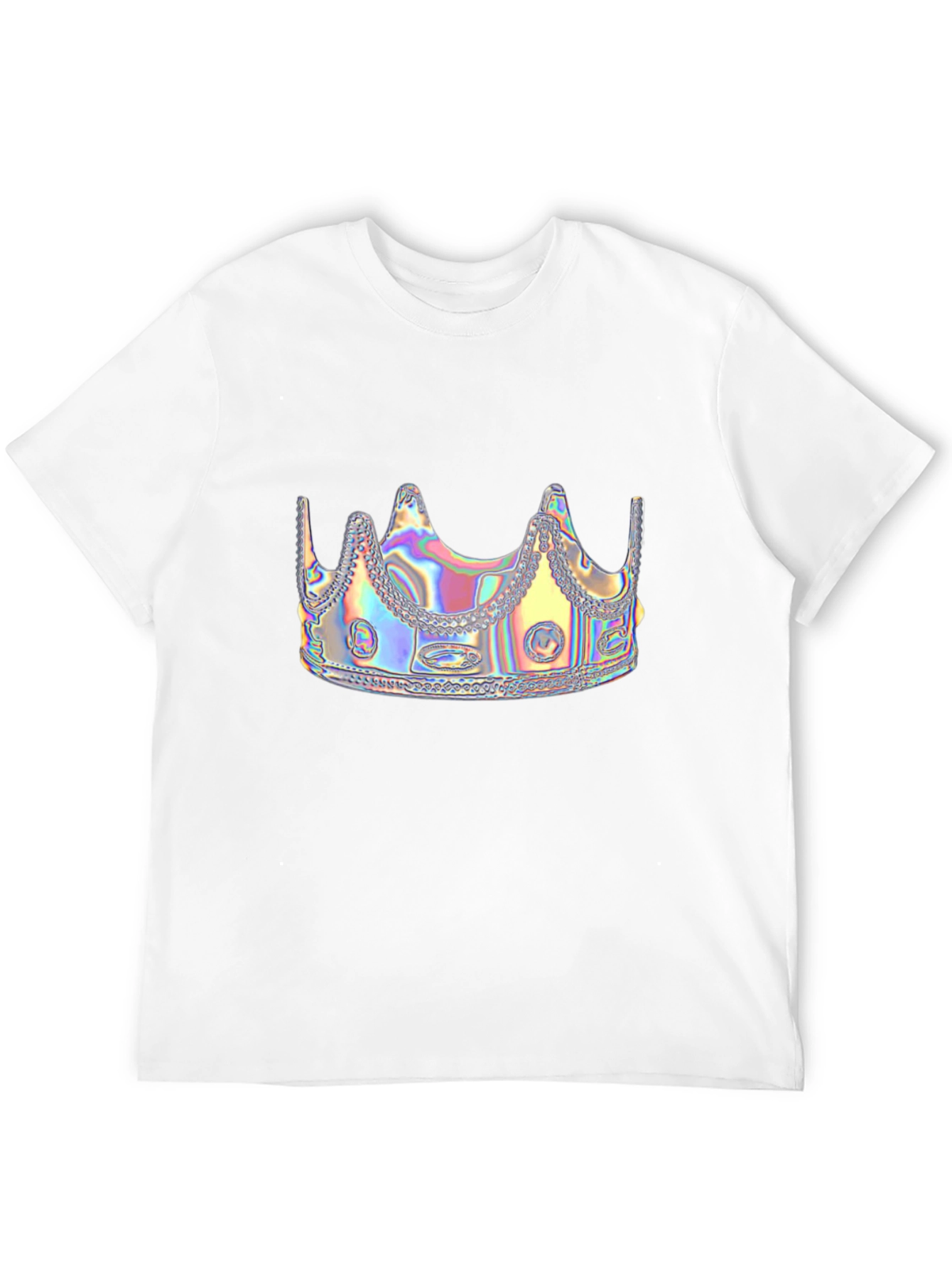 Holographic Crown Graphic Black Tee Shirt