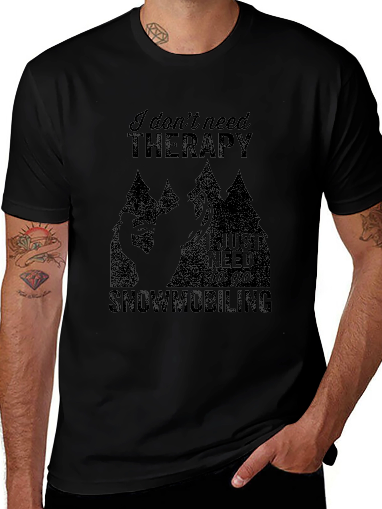 Snowmobiling Therapy Tee - Black