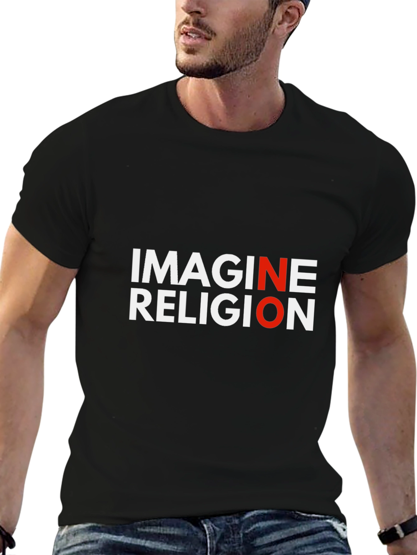 Imagine No Religion Black Graphic Tee
