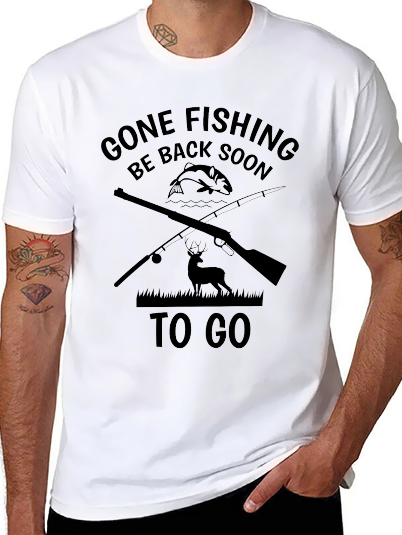 Gone Fishing T-Shirt - Mens Crew Neck Tee