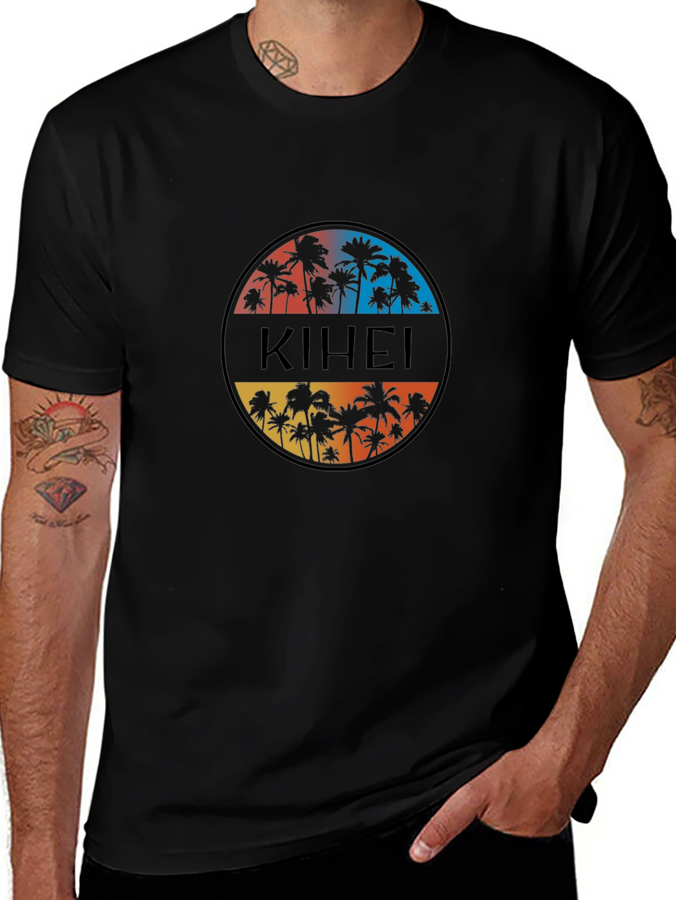 Kihei Palm Tree Graphic Black T-Shirt