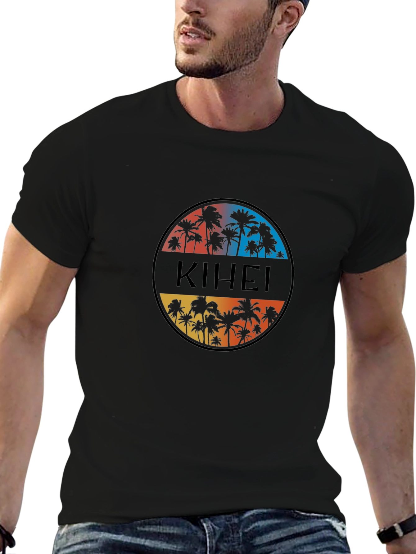 Kihei Palm Tree Graphic Black T-Shirt
