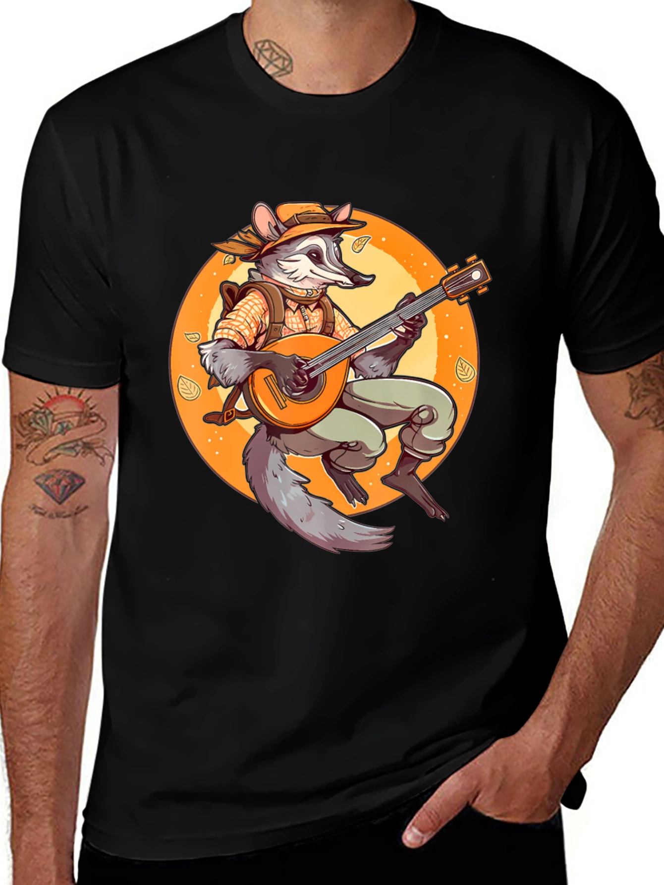Raccoon Musician T-Shirt - Whimsical Animal Tee