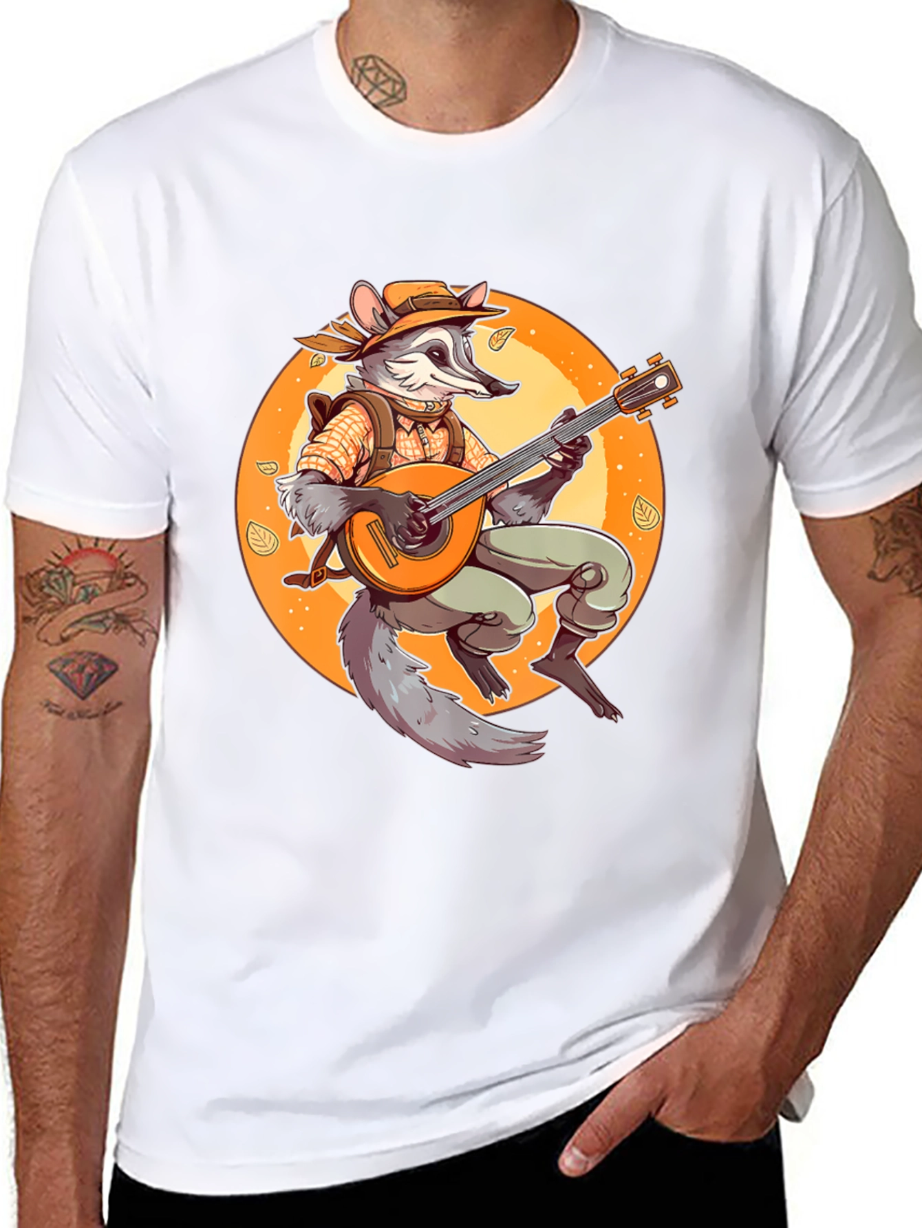 Raccoon Musician T-Shirt - Whimsical Animal Tee