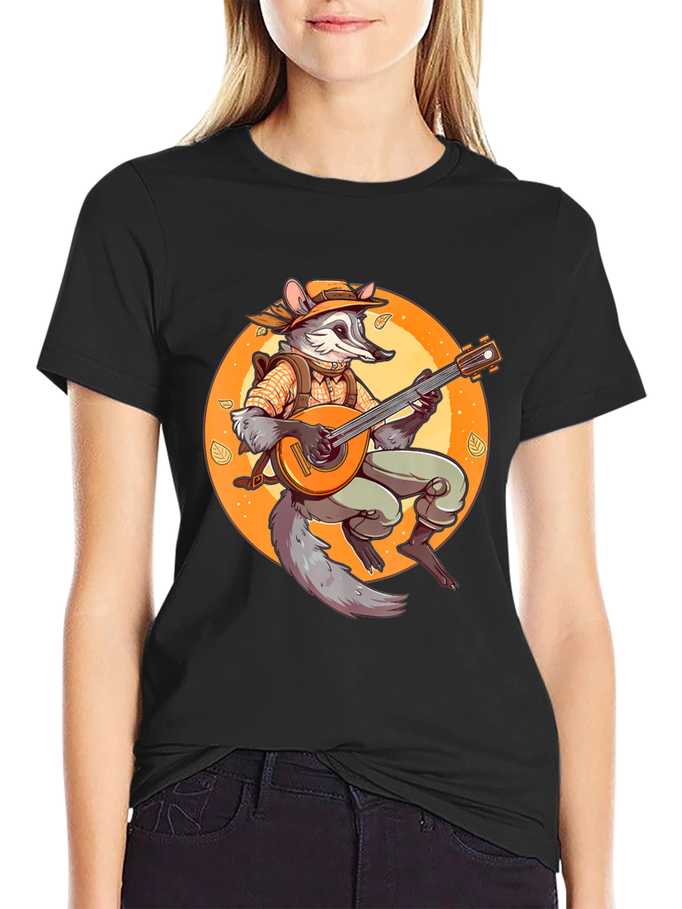 Raccoon Musician T-Shirt - Whimsical Animal Tee