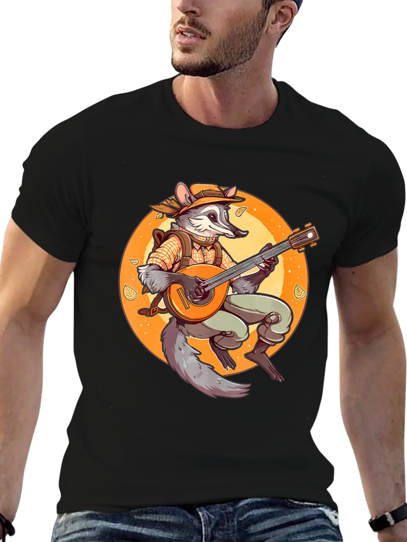 Raccoon Musician T-Shirt - Whimsical Animal Tee