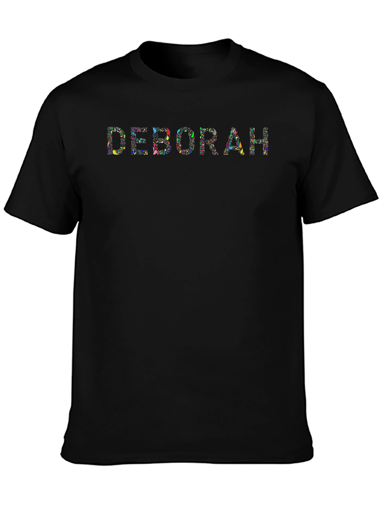 Deborah Custom Floral Print Black T-Shirt