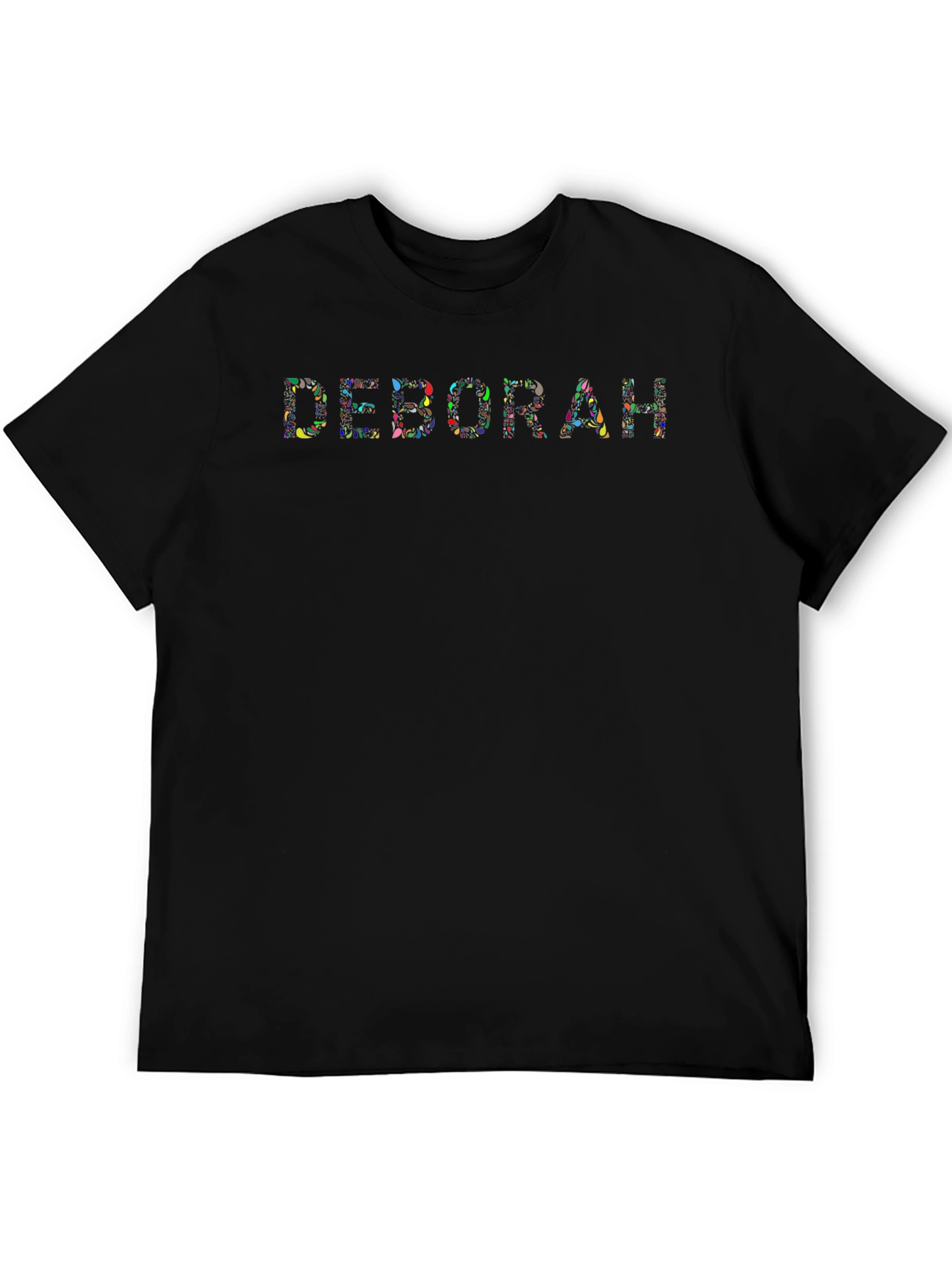 Deborah Custom Floral Print Black T-Shirt