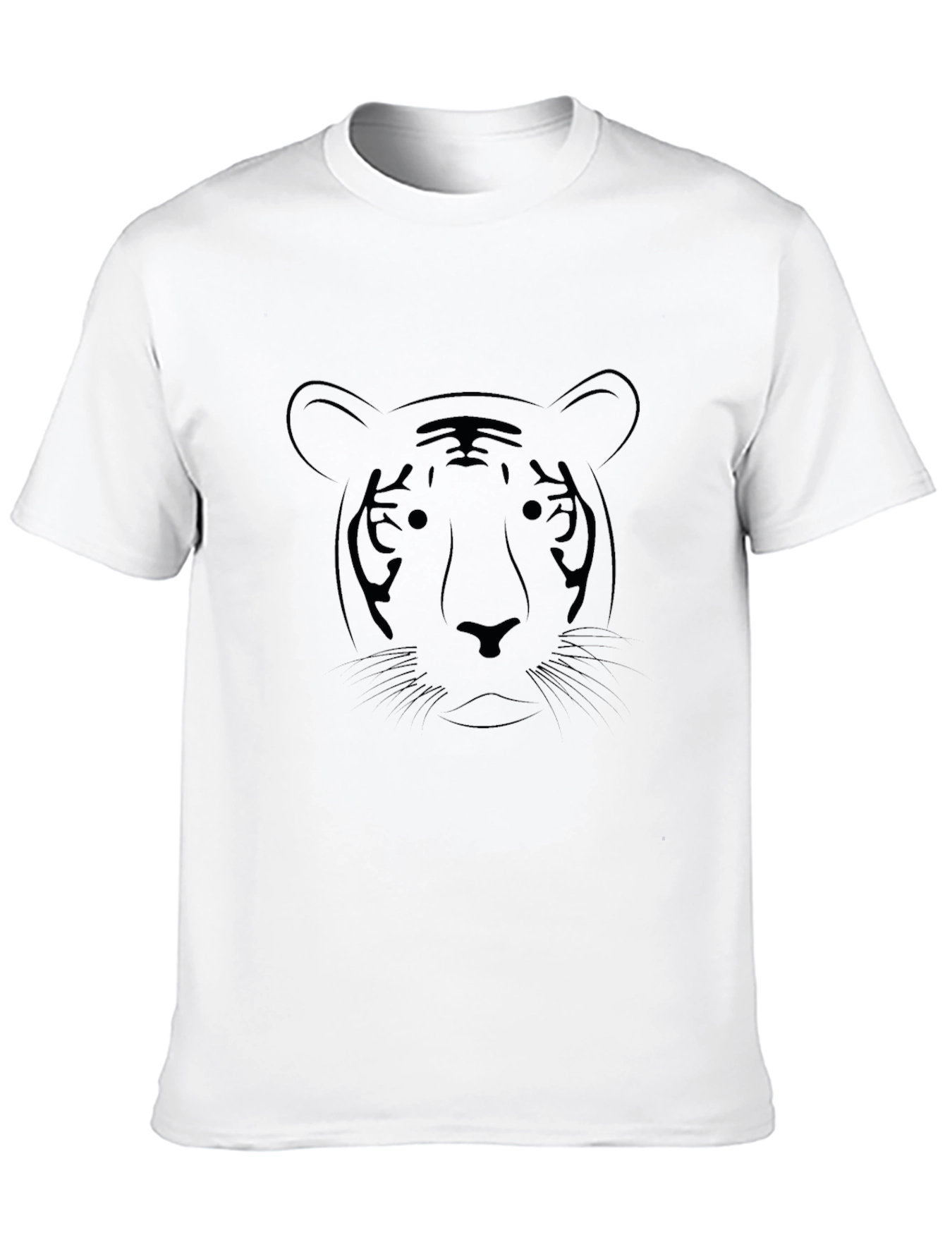 Black Tiger Face Graphic T-Shirt