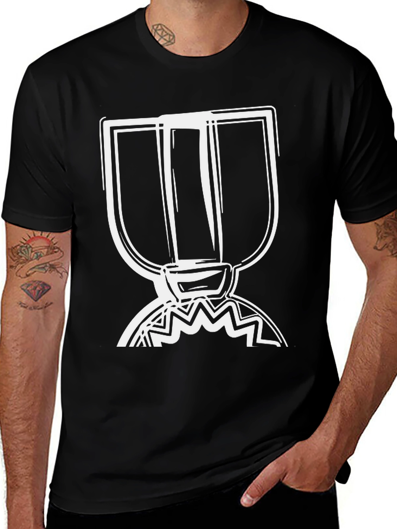 Abstract Graphic Print Black Tee