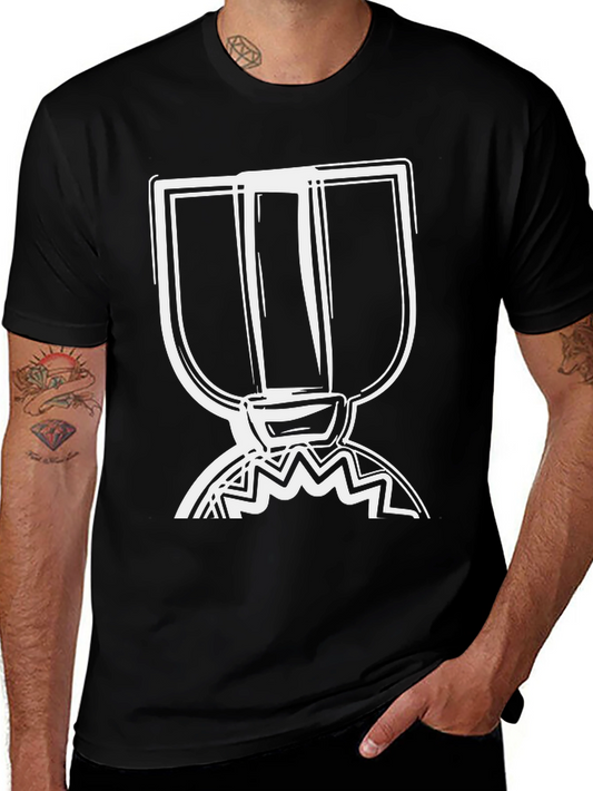 Abstract Graphic Print Black Tee