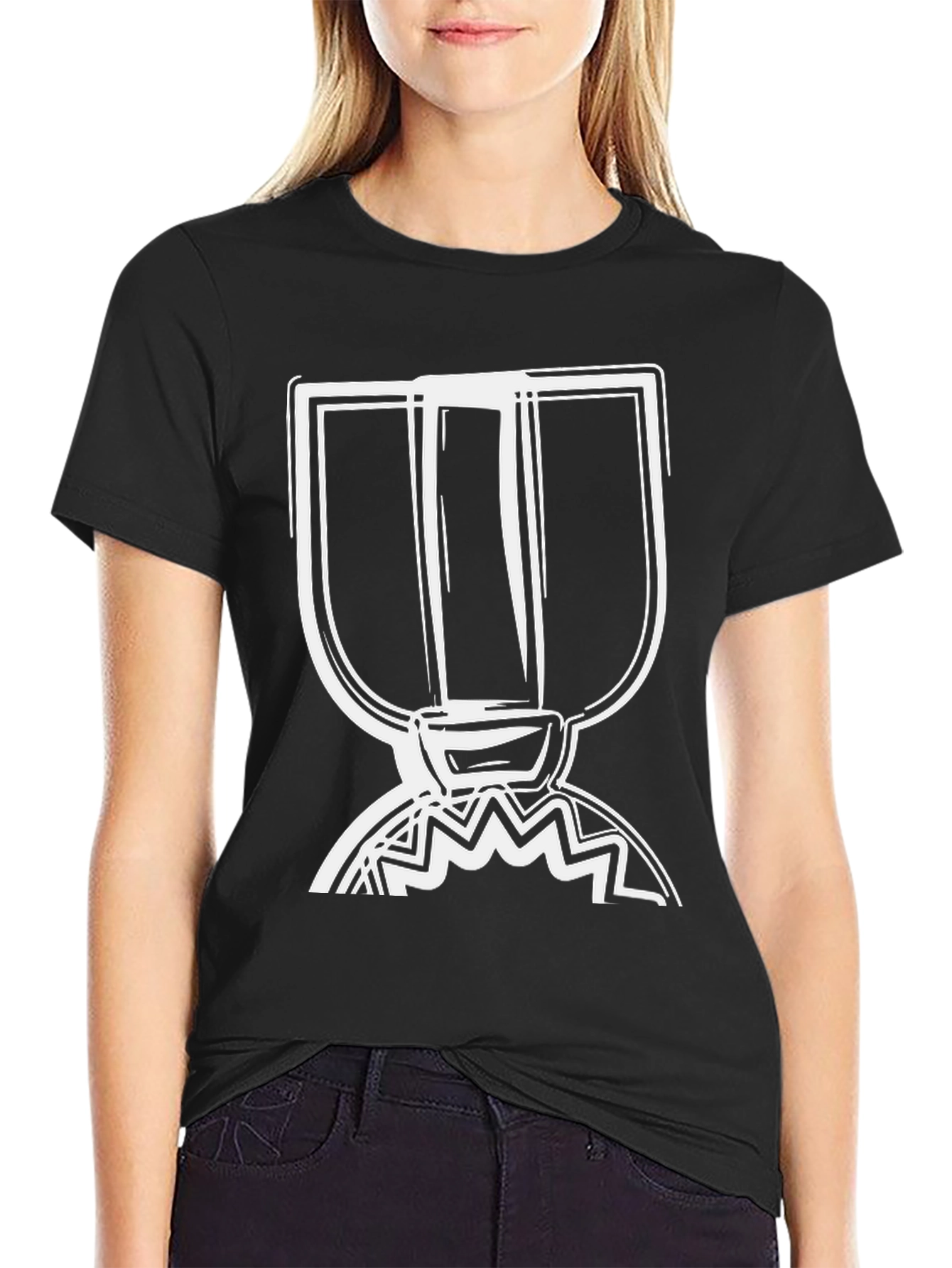 Abstract Graphic Print Black Tee