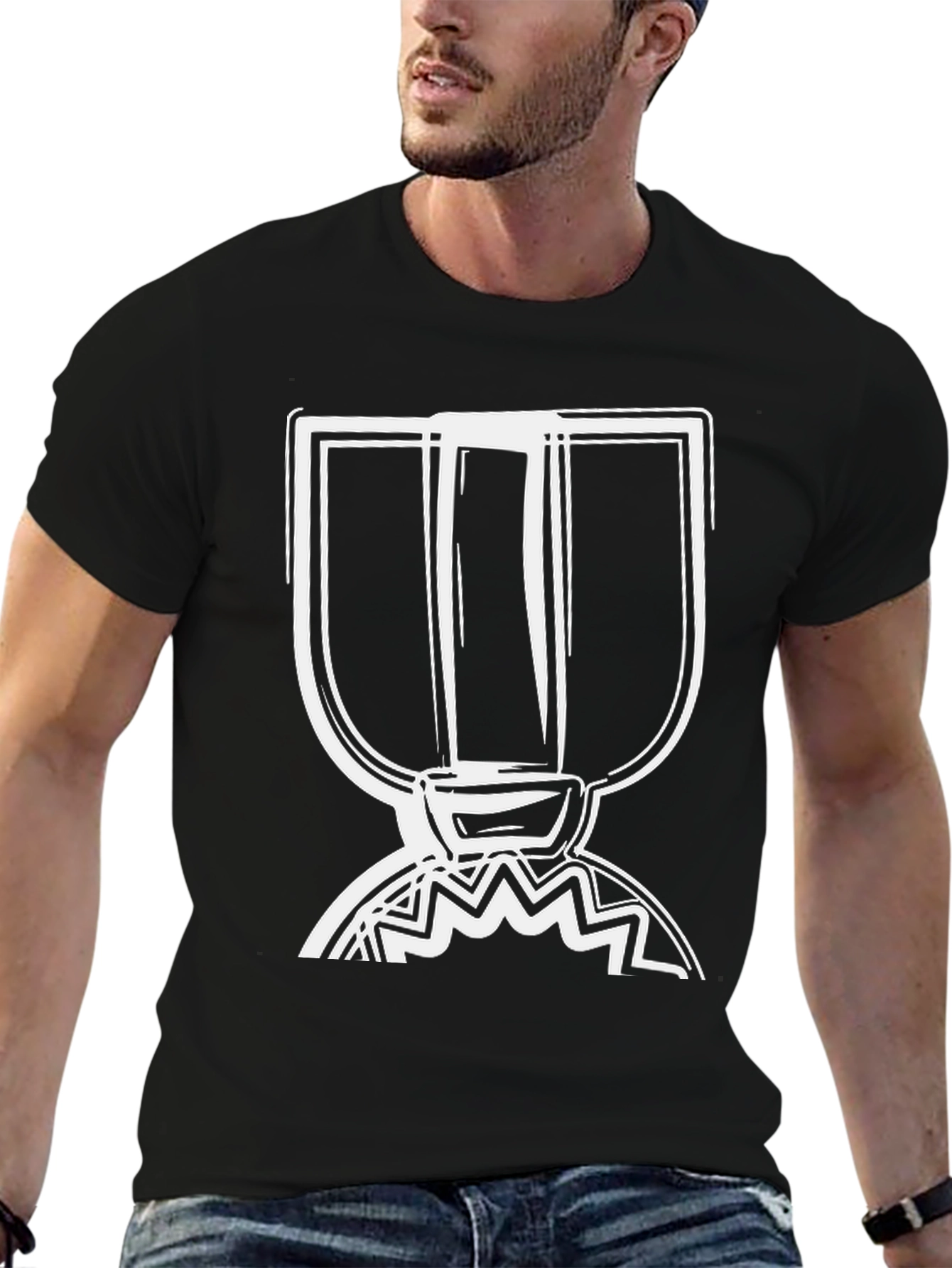Abstract Graphic Print Black Tee