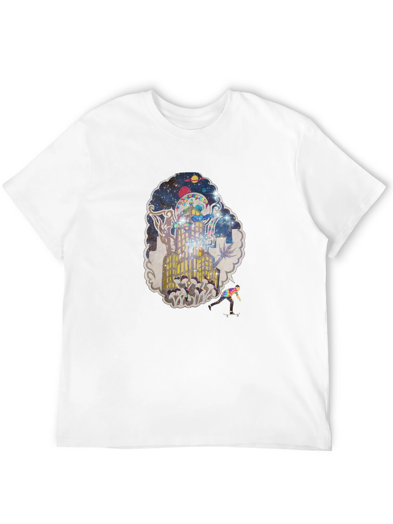 Surreal Skater Graphic Tee - Black Cotton Blend